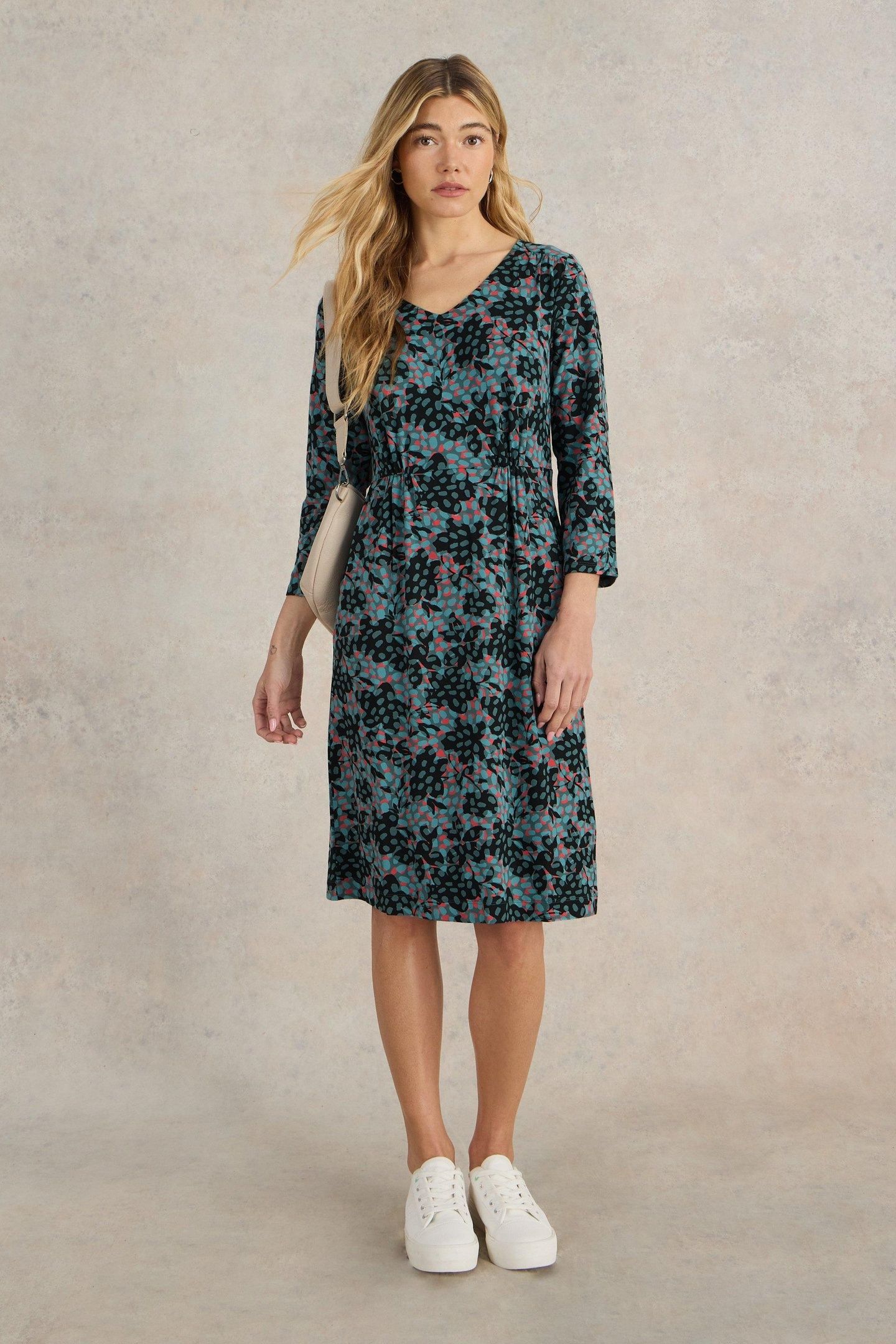 TALLIE JERSEY DRESS TEAL MULTI 1