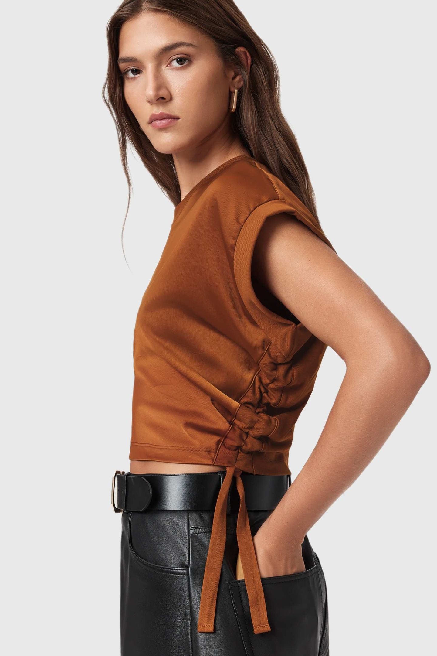 MIRA SATIN TEE RUST BROWN 6