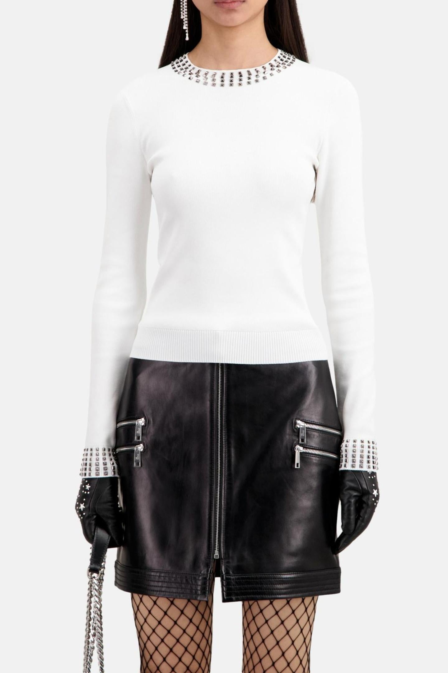 SWEATER WITH STUDDLE DETAILS ECRU 1