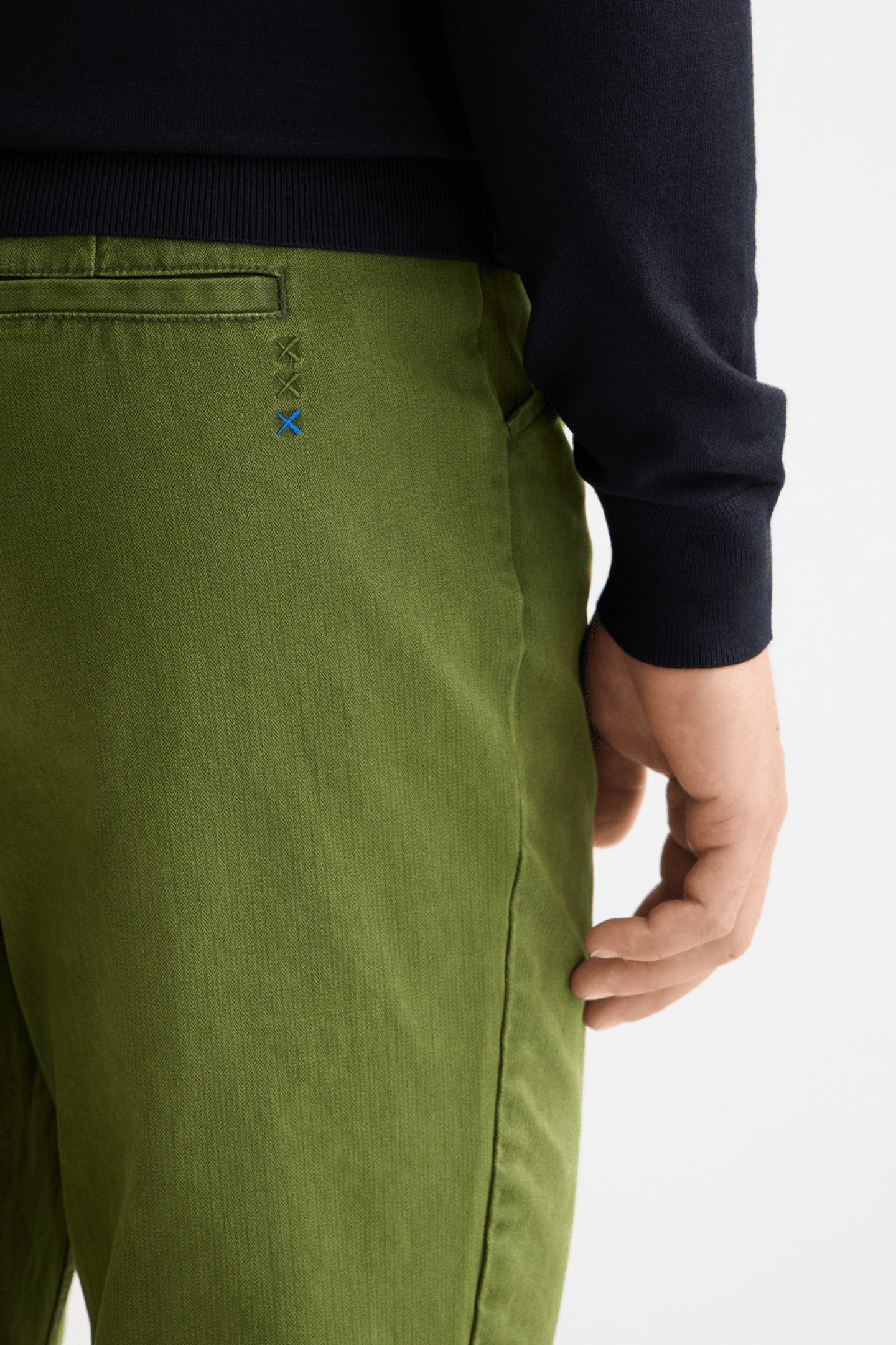 CLARKE- WASHED COTTON-BLEND HERRINGBONE STRAIGHT FIT CHINO C 5
