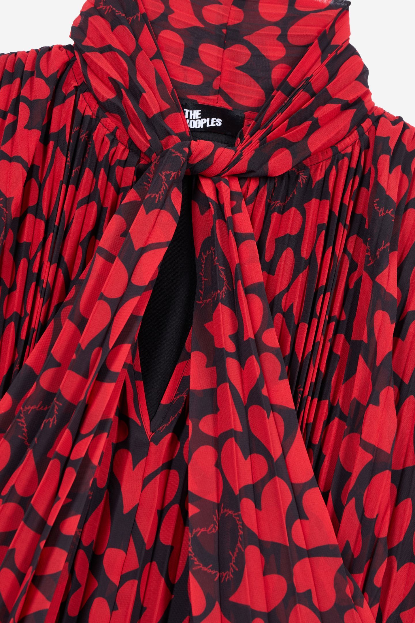 PLEATED LONG-SLEEVED TOP BLACK - RED 5