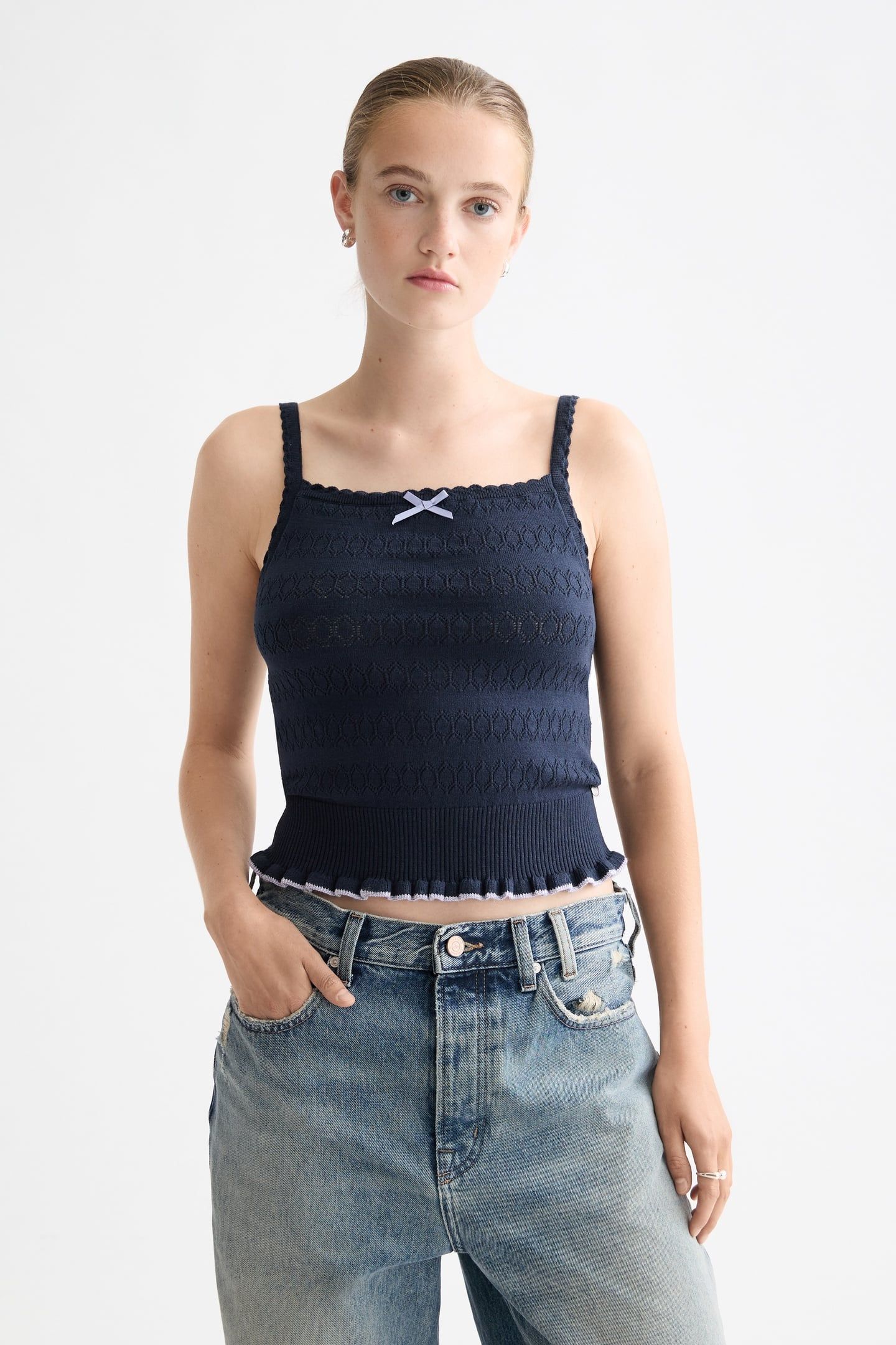 POINTELLE KNITTED TANK SKY CAPTAIN 1