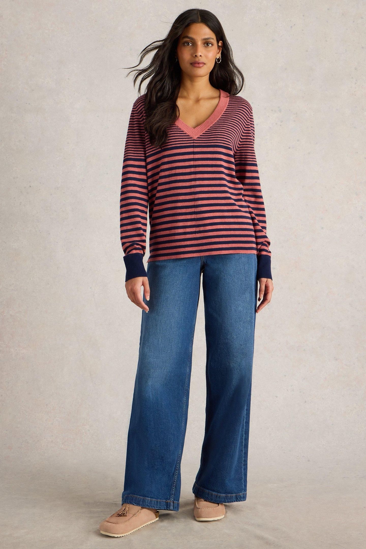 MAGGIE V NECK JUMPER PINK MULTI 1