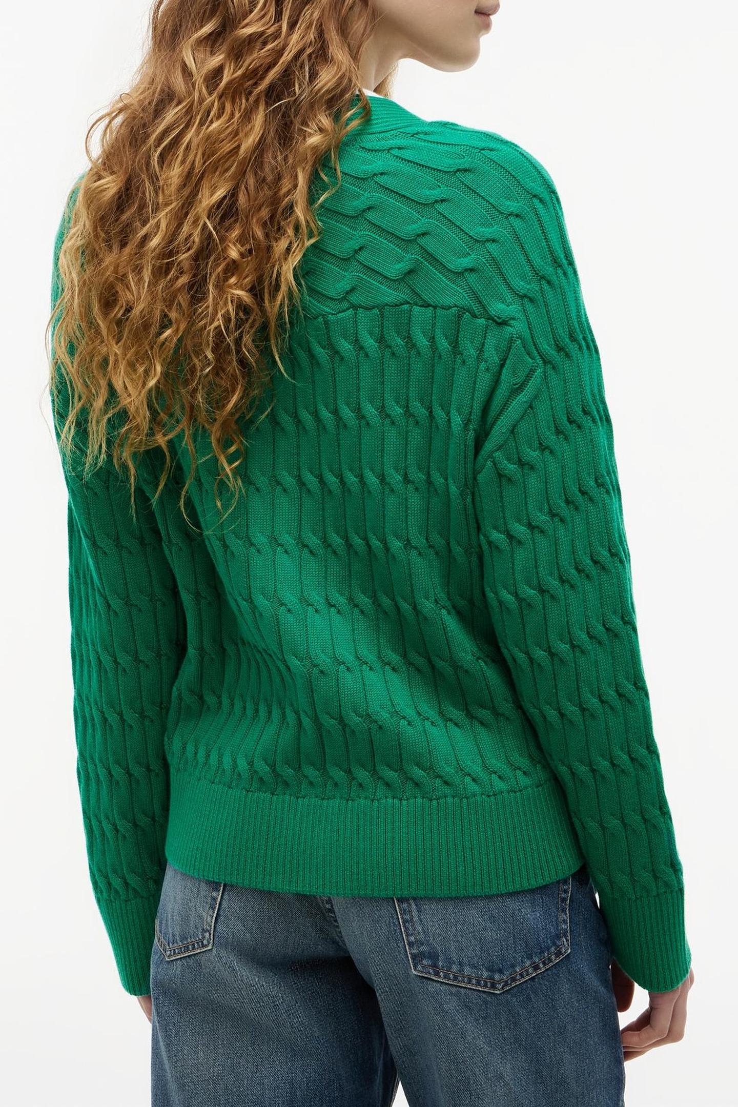 MID CABLE V-NECK LS COURTSIDE GREEN 2