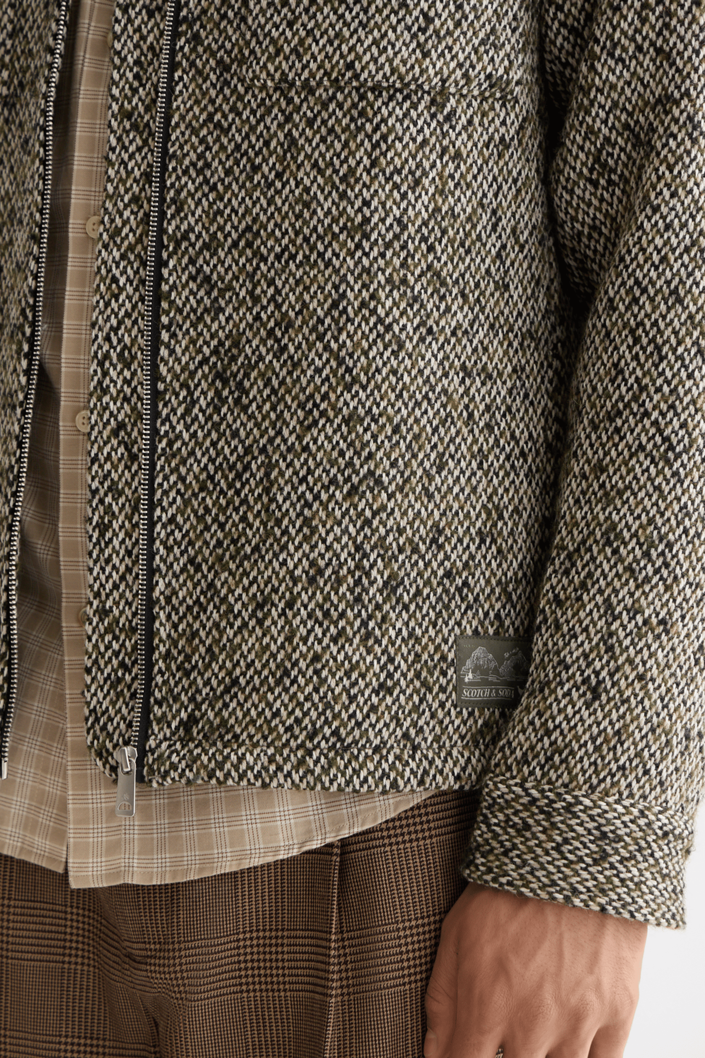 MULTICOLOURED TWEED WOOL-BLEND OVERSHIRT GREEN / BEIGE TWEED 6