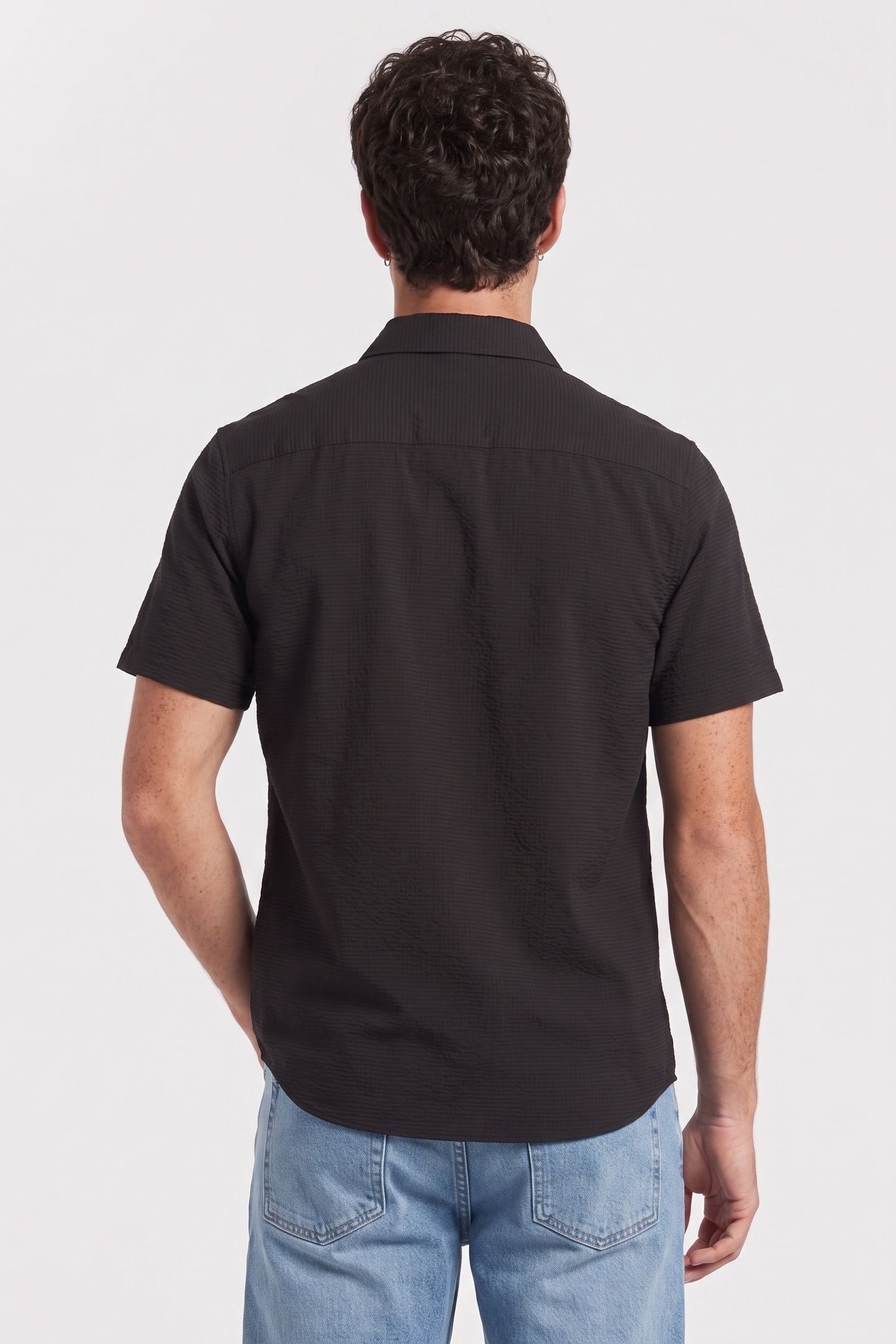 SS SOLID SEERSUCKER SHIRT BLACK 2