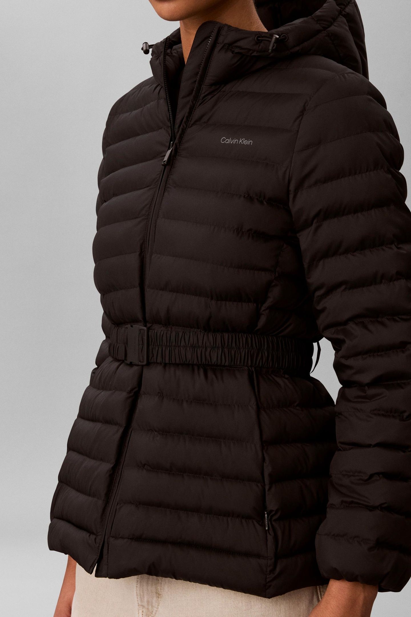 ULTRA-LIGHTWEIGHT BELTED PUFFER JACKET BLACK 2