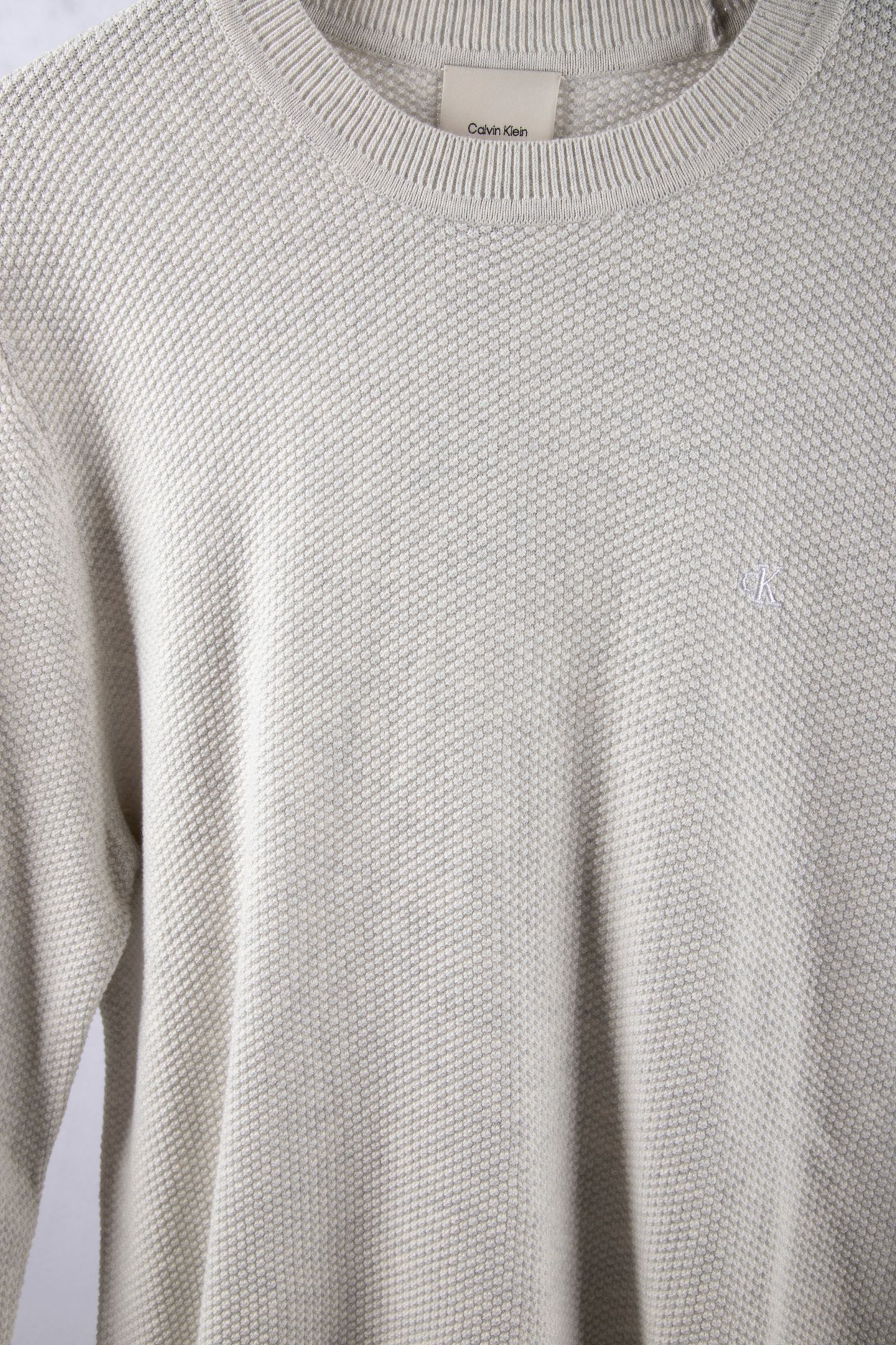 LS TEXTURED COTTON SWEATER SNOW HEATHER 4
