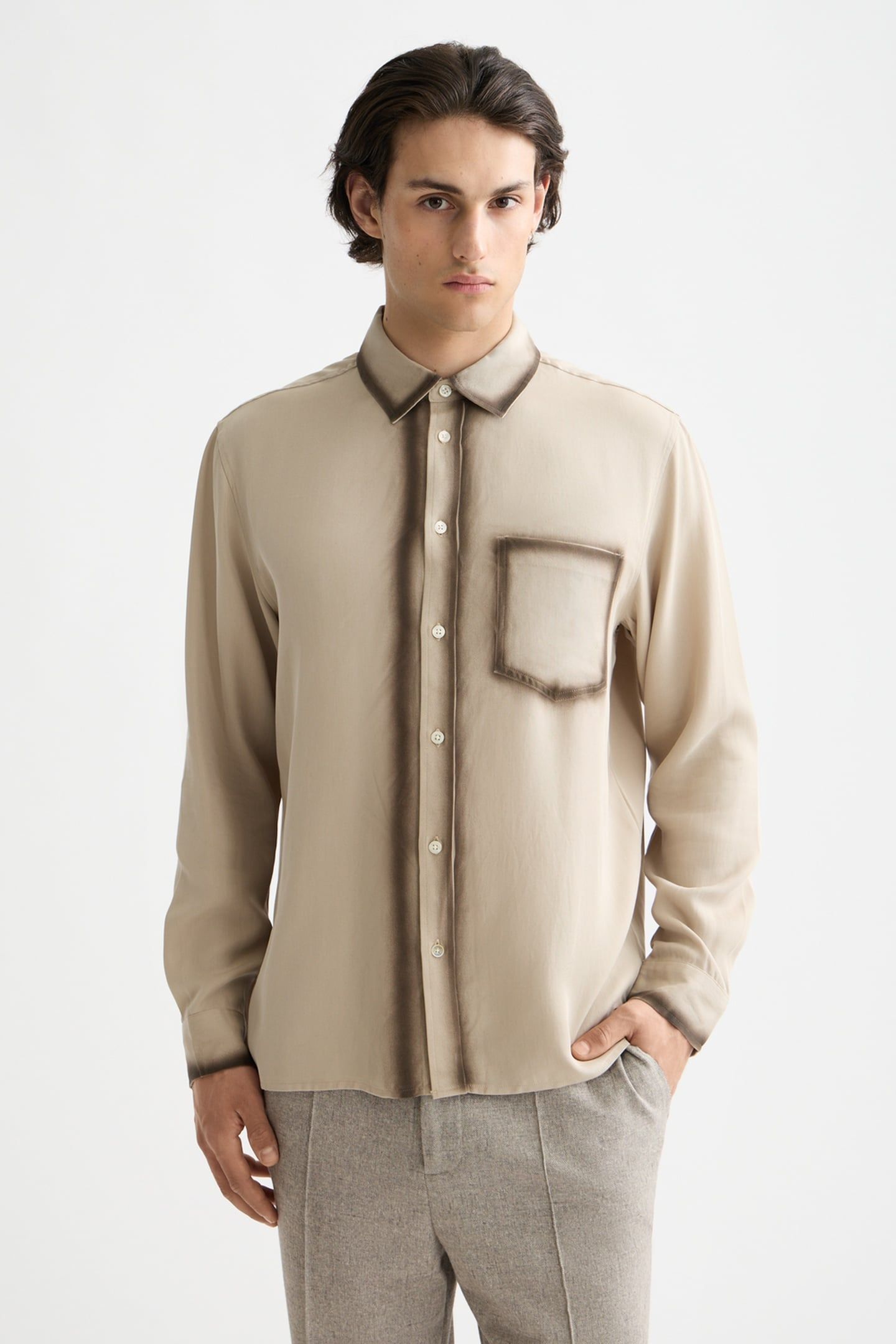RELAXED FIT TENCEL SHIRT PLAZA TAUPE 1