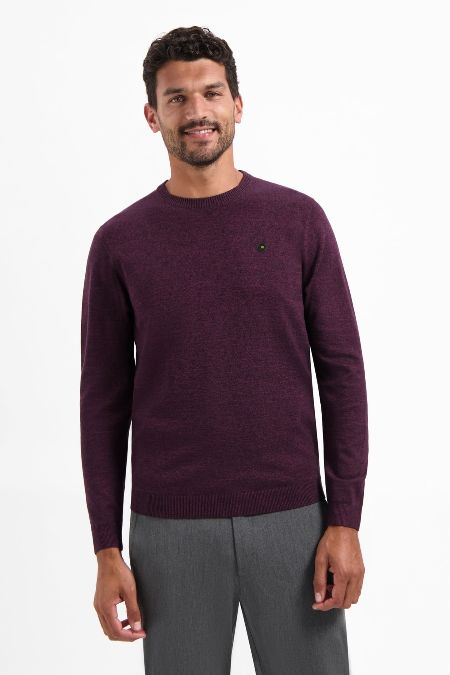 PULLOVER CREWNECK 2 COLOURED MELANGE DARK WINE 1