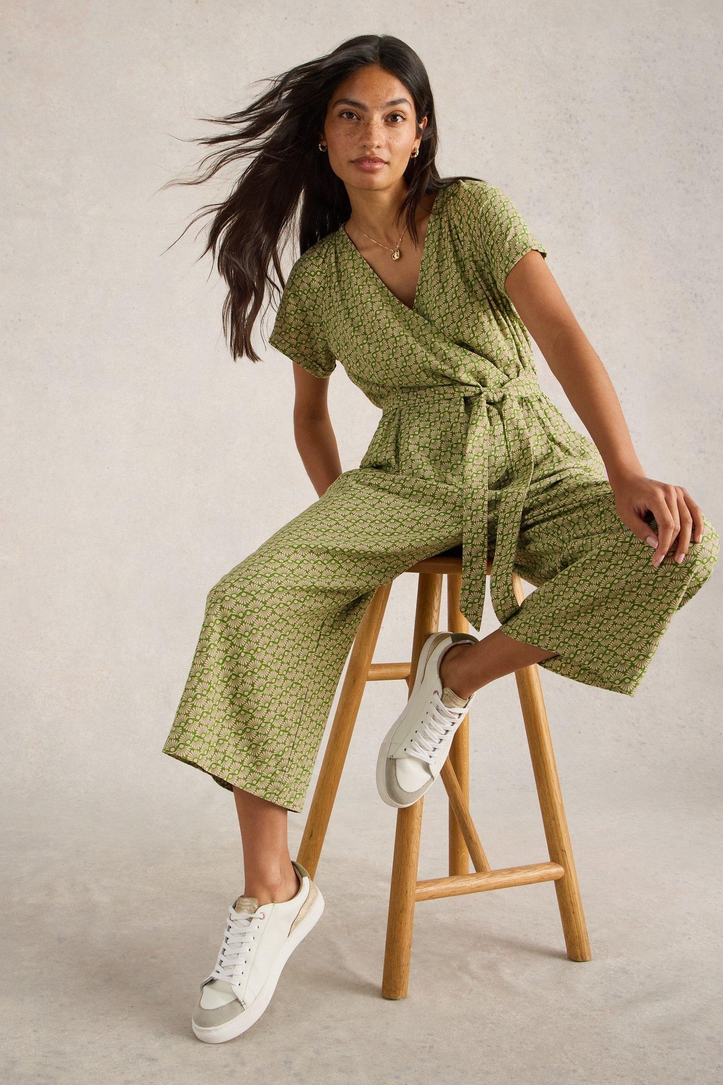VERITY LINEN BLEND JUMPSUIT GREEN PRINT 7