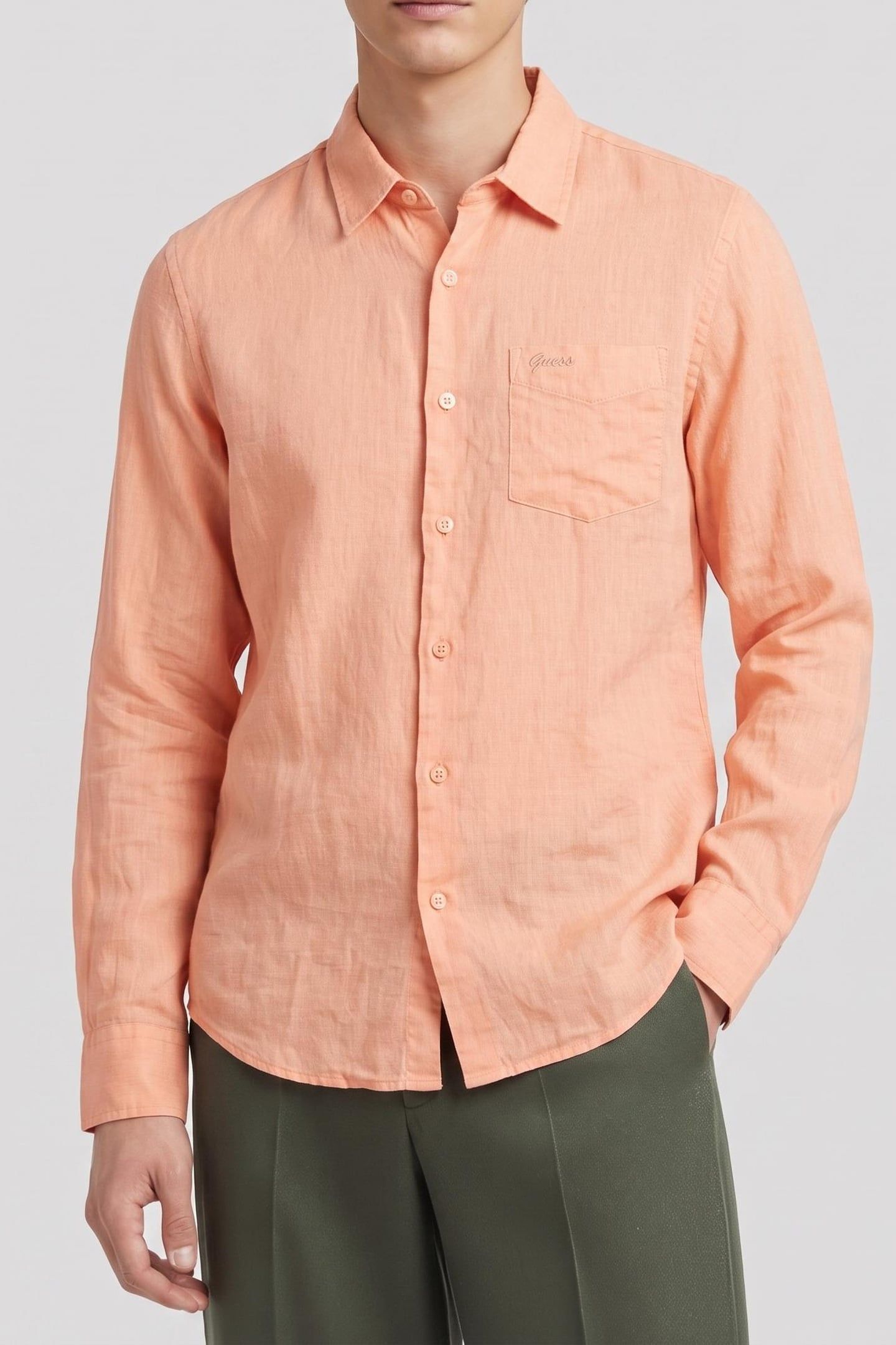 GUESS ECO LS NAPA LINEN SHIRT FUJI SUNRISE MULTI 1