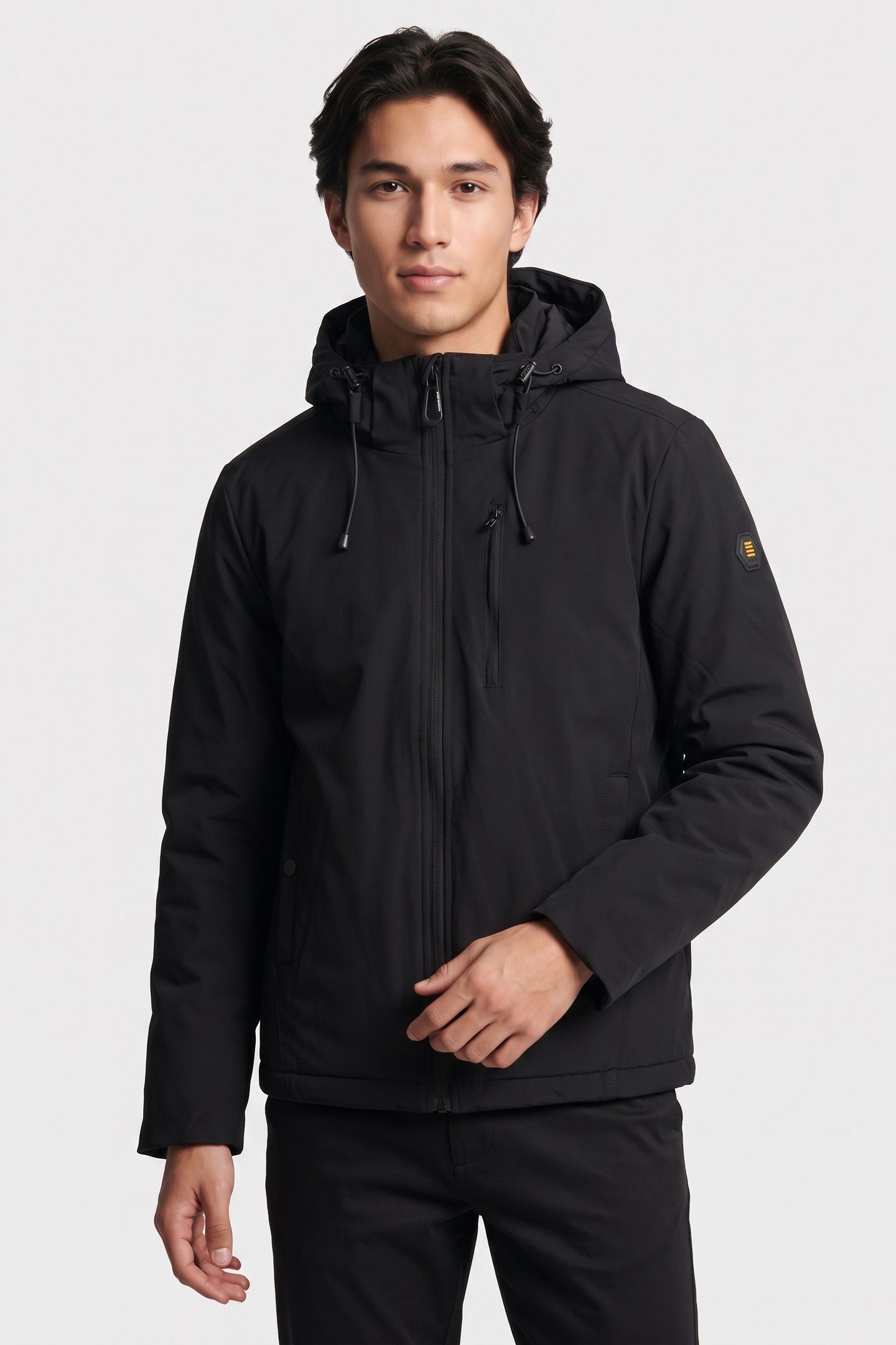 JACKET SHORT FIT HOODED PADDED BLACK 1