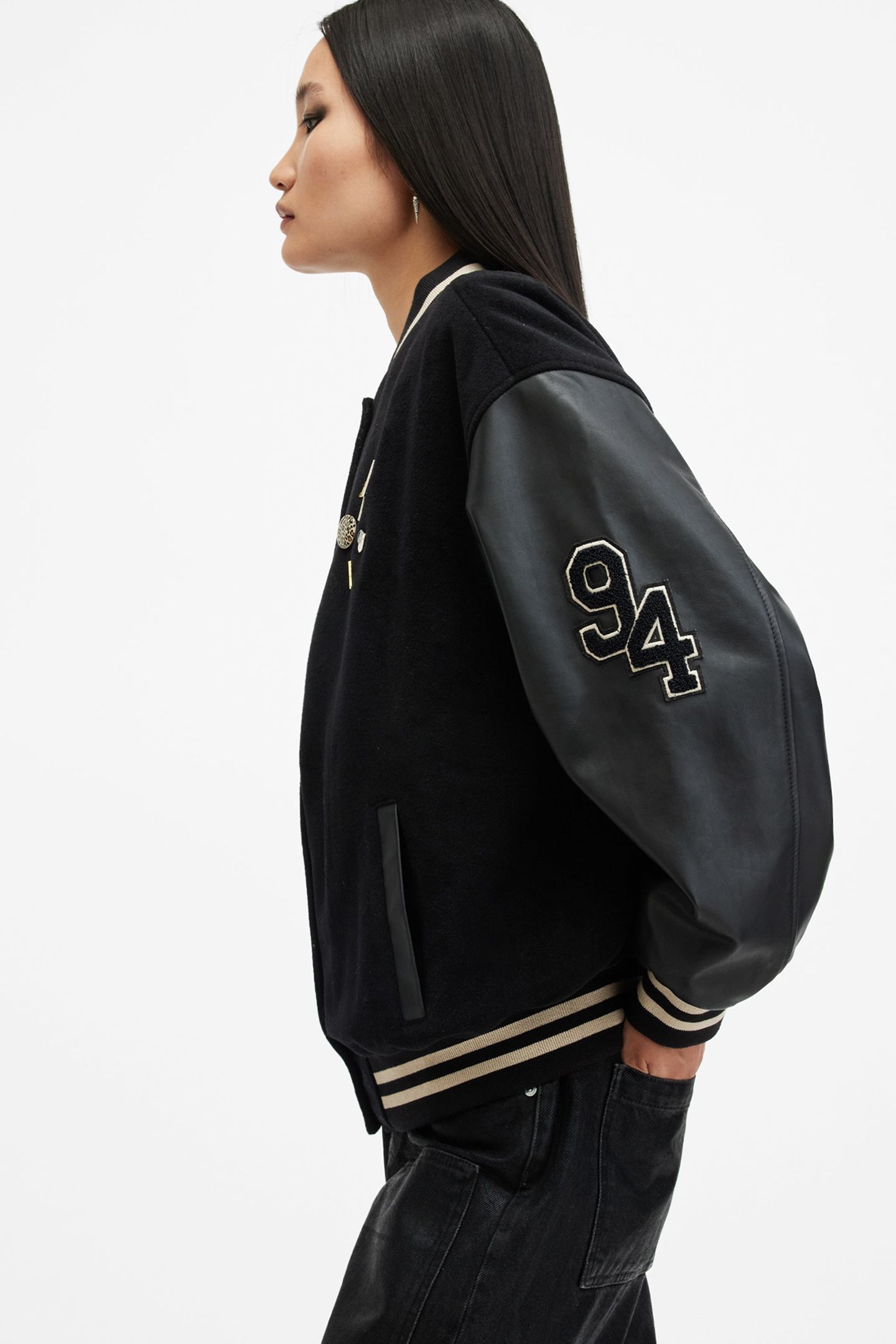 VALERIA VARSITY JKT BLACK/BLACK 7