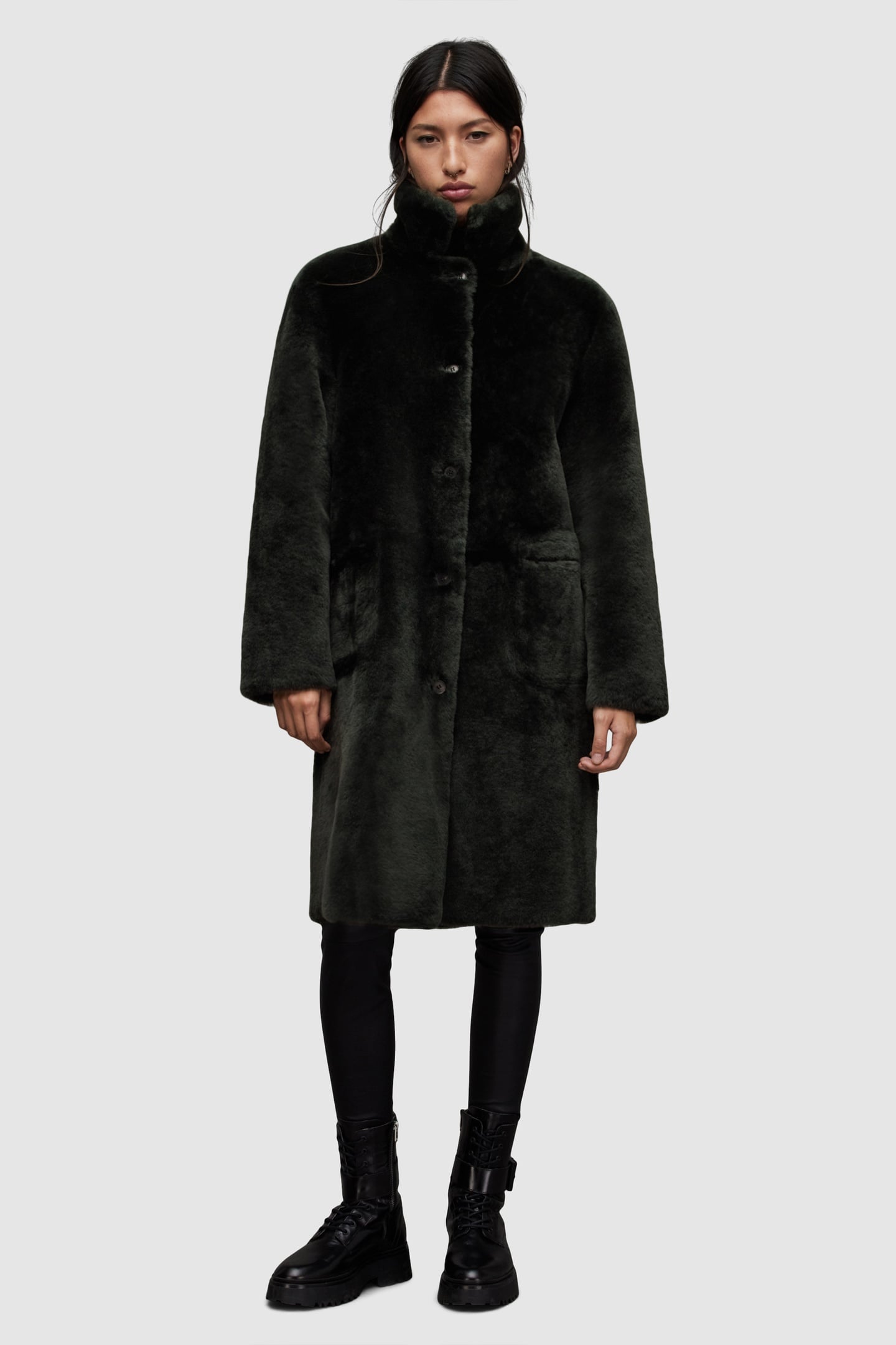 SERRA SHEARLING COAT SYCAMORE GREEN 1