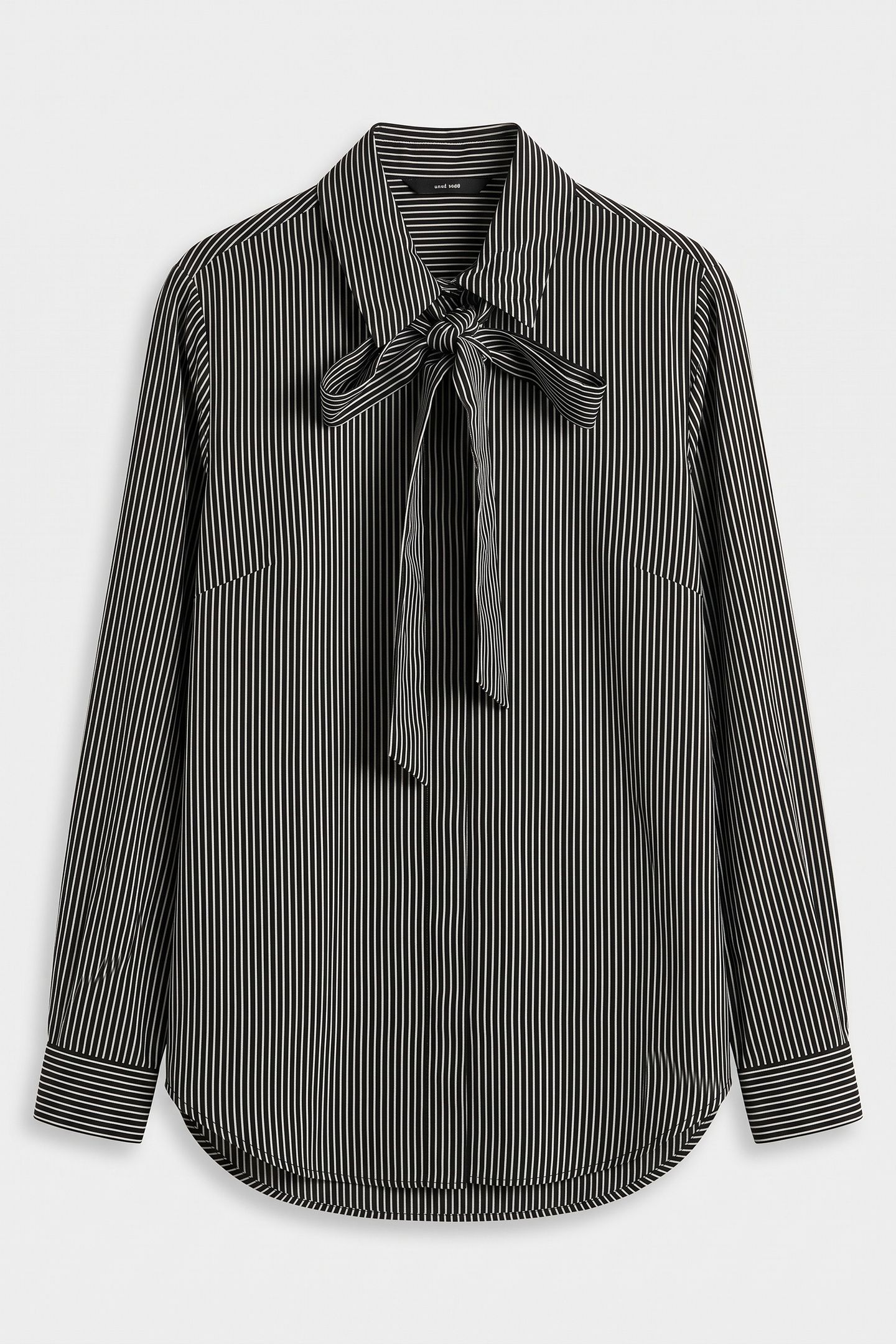 LONG-SLEEVED SHIRT WITH A VALANCED CARDIGAN BLACK WHITE 4