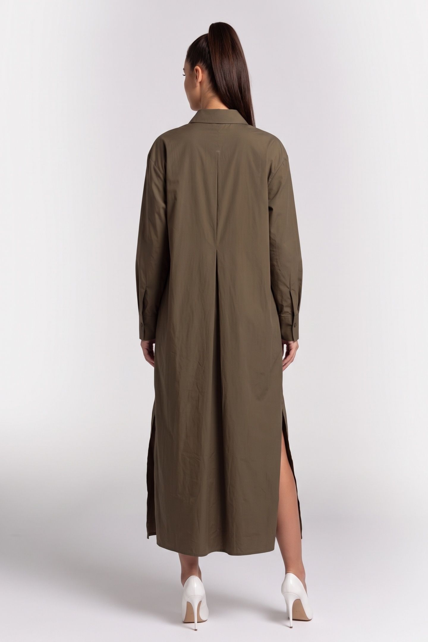 PRESS FALLA MAXI SHIRT DRESS KHAKI 2