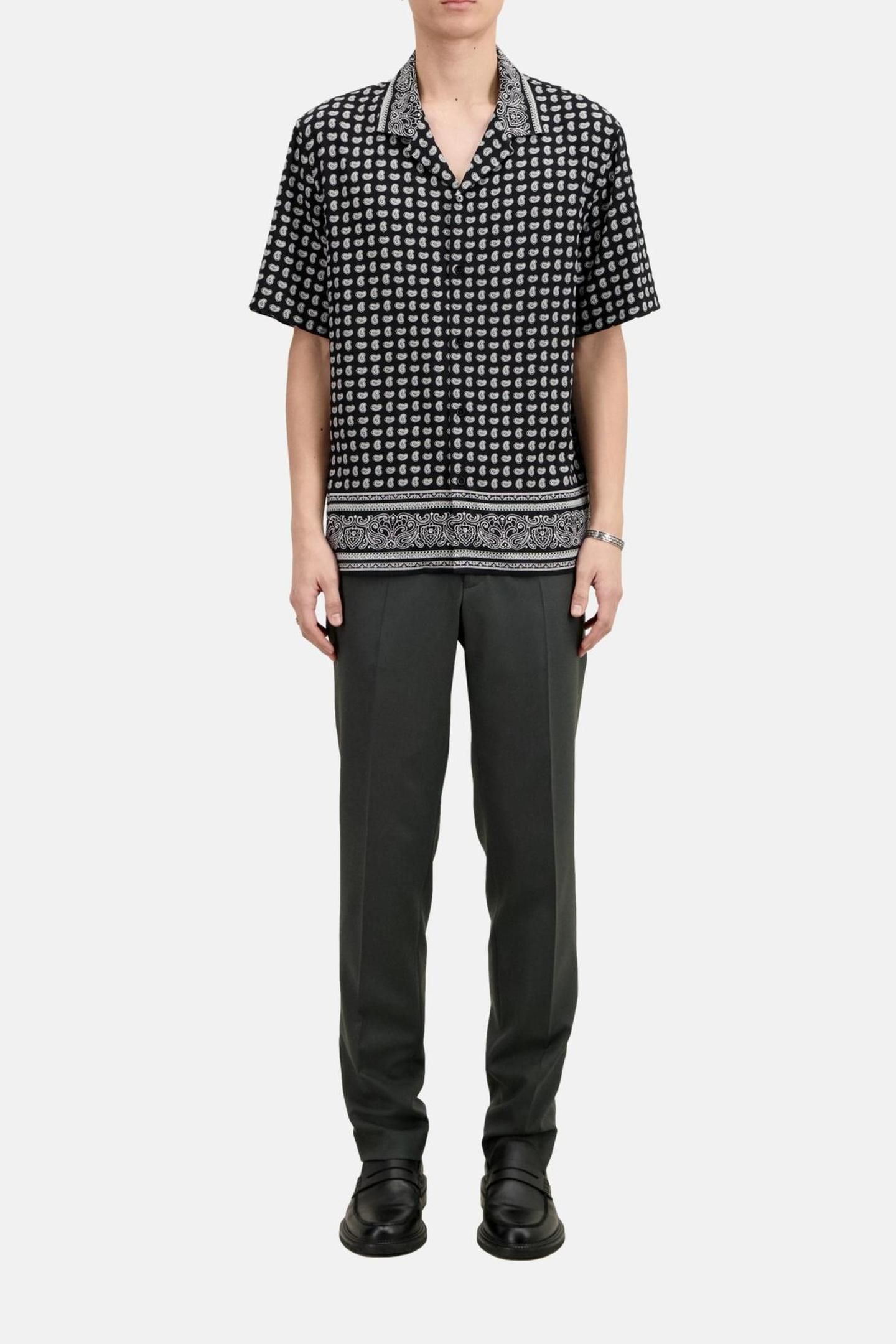 SHORT-SLEEVED SHIRT WITH SHARK NECK BLACK WHITE 3