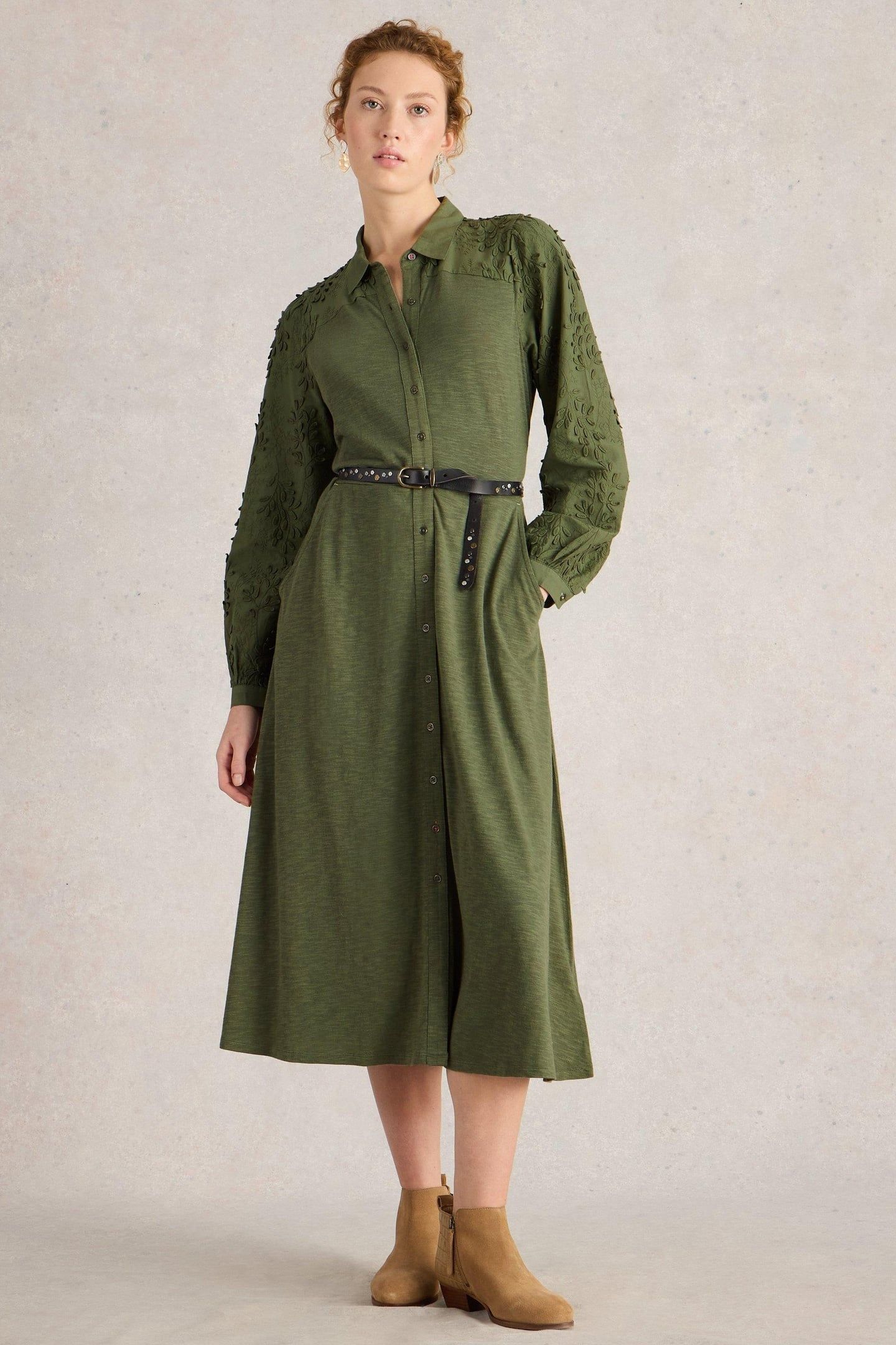 RUA EMBROIDERED DRESS DUSTY GREEN 1