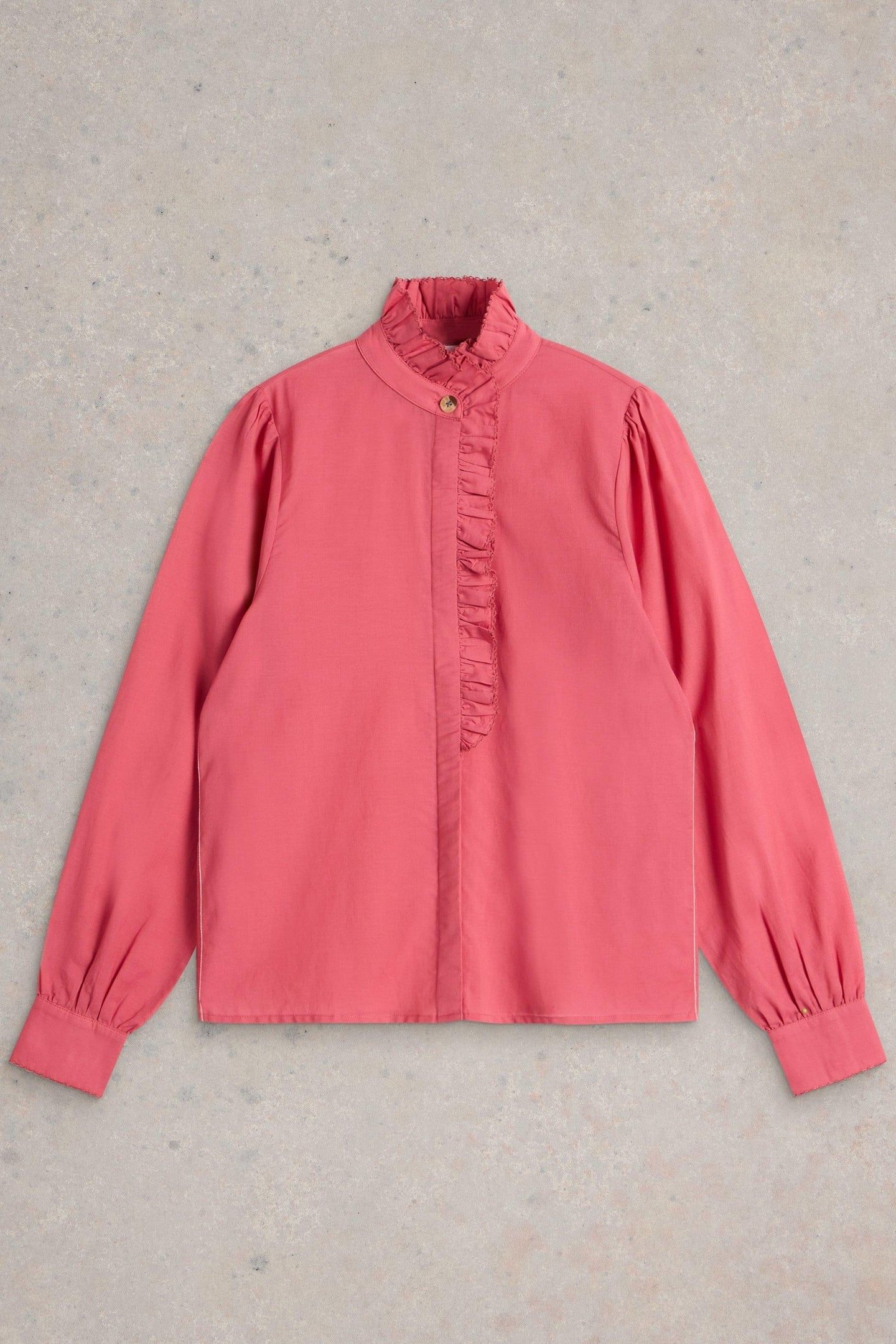 PAULINE FRILL NECK TOP MID PINK 4