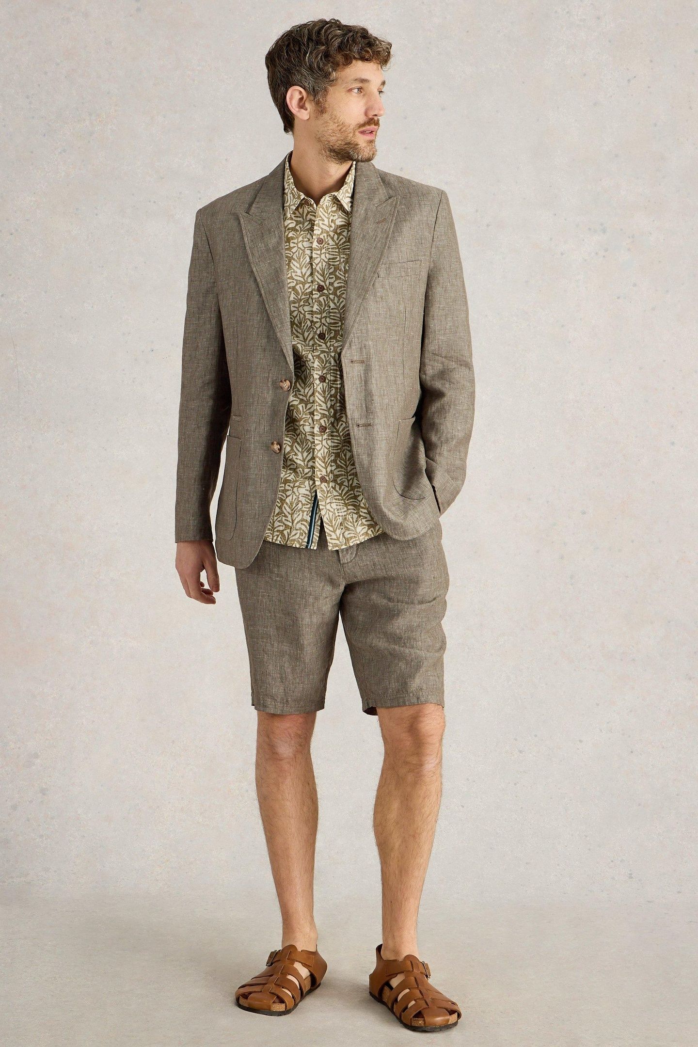PEAK LEPAL LINEN BLAZER KHAKI GREEN 1
