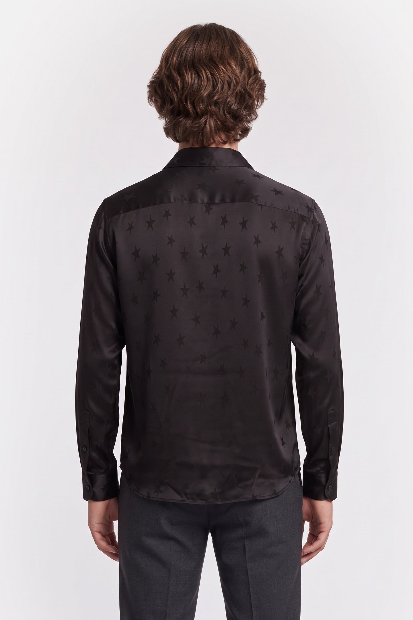 STAR JACQUARD LONG SLEEVE SHIRT BLACK 2