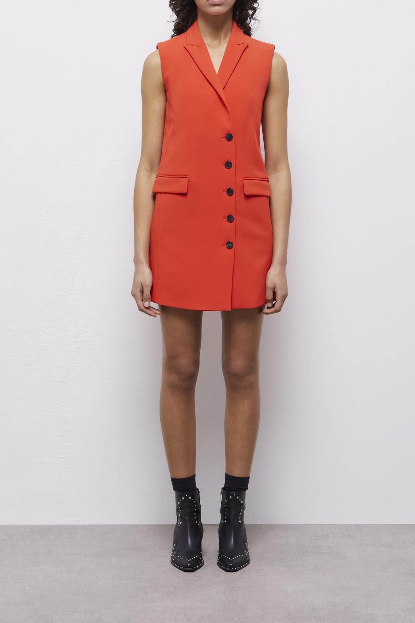 SLEEVELESS TAILORED DRESS ORANGE 1