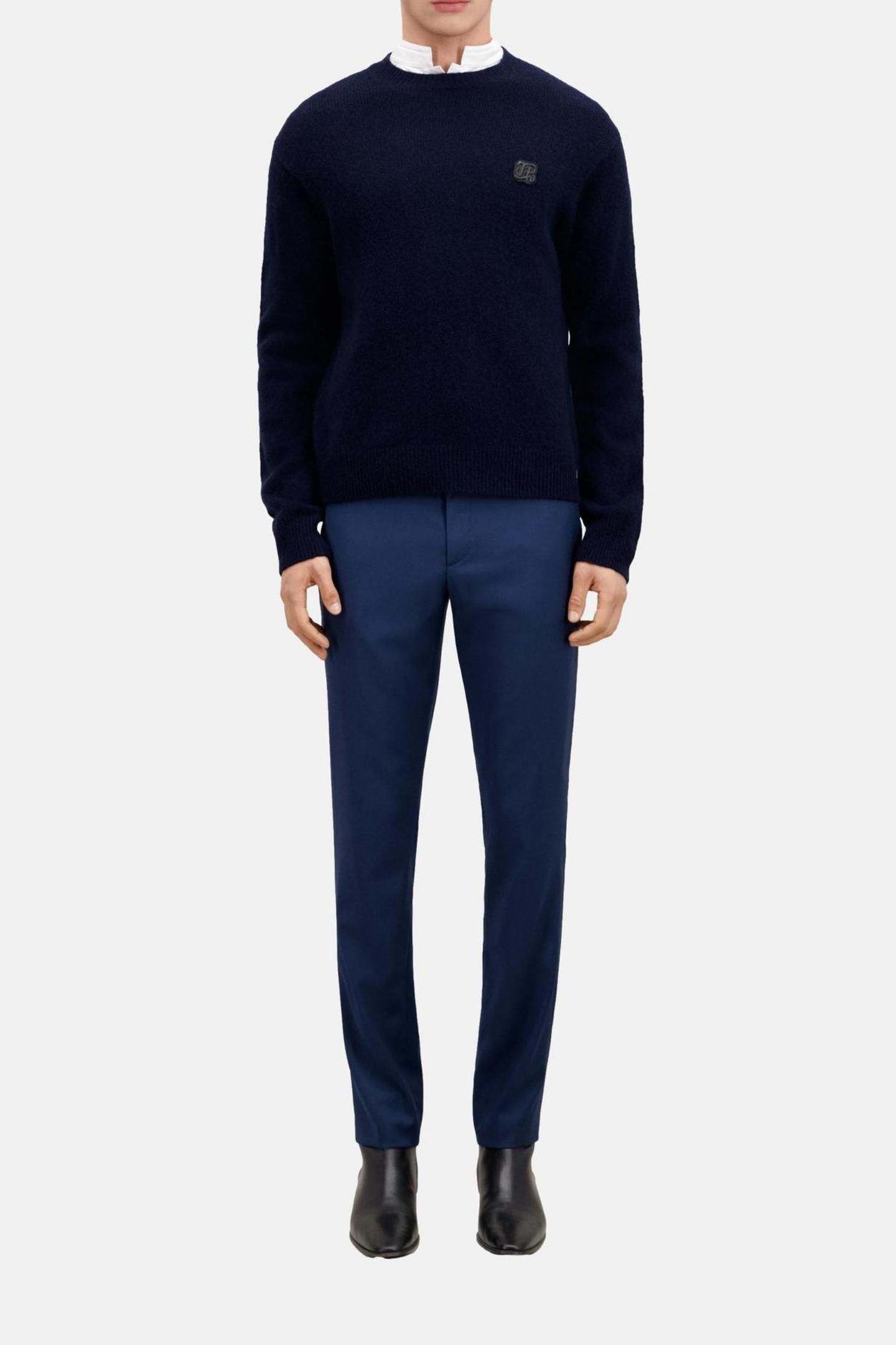 ROUND NECK SWEATER WITH CANETILLE PATCH NAVY 3
