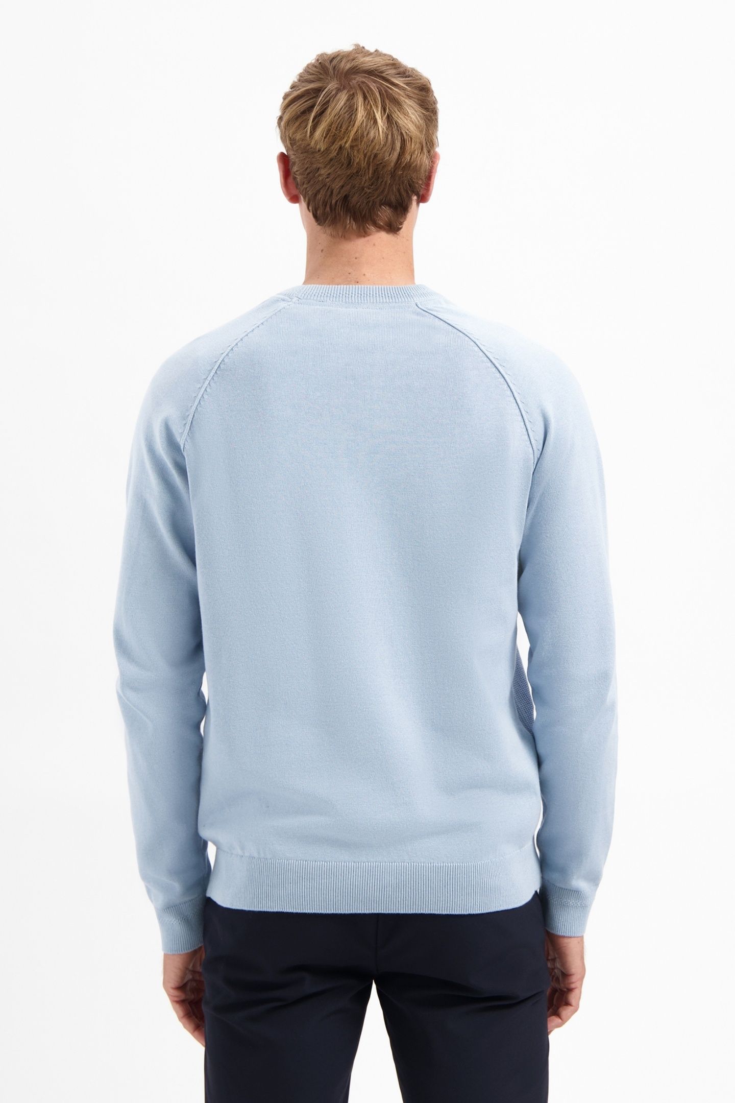 PULLOVER CREWNECK SOLID WAFFLE KNIT DUSTY BLUE 4