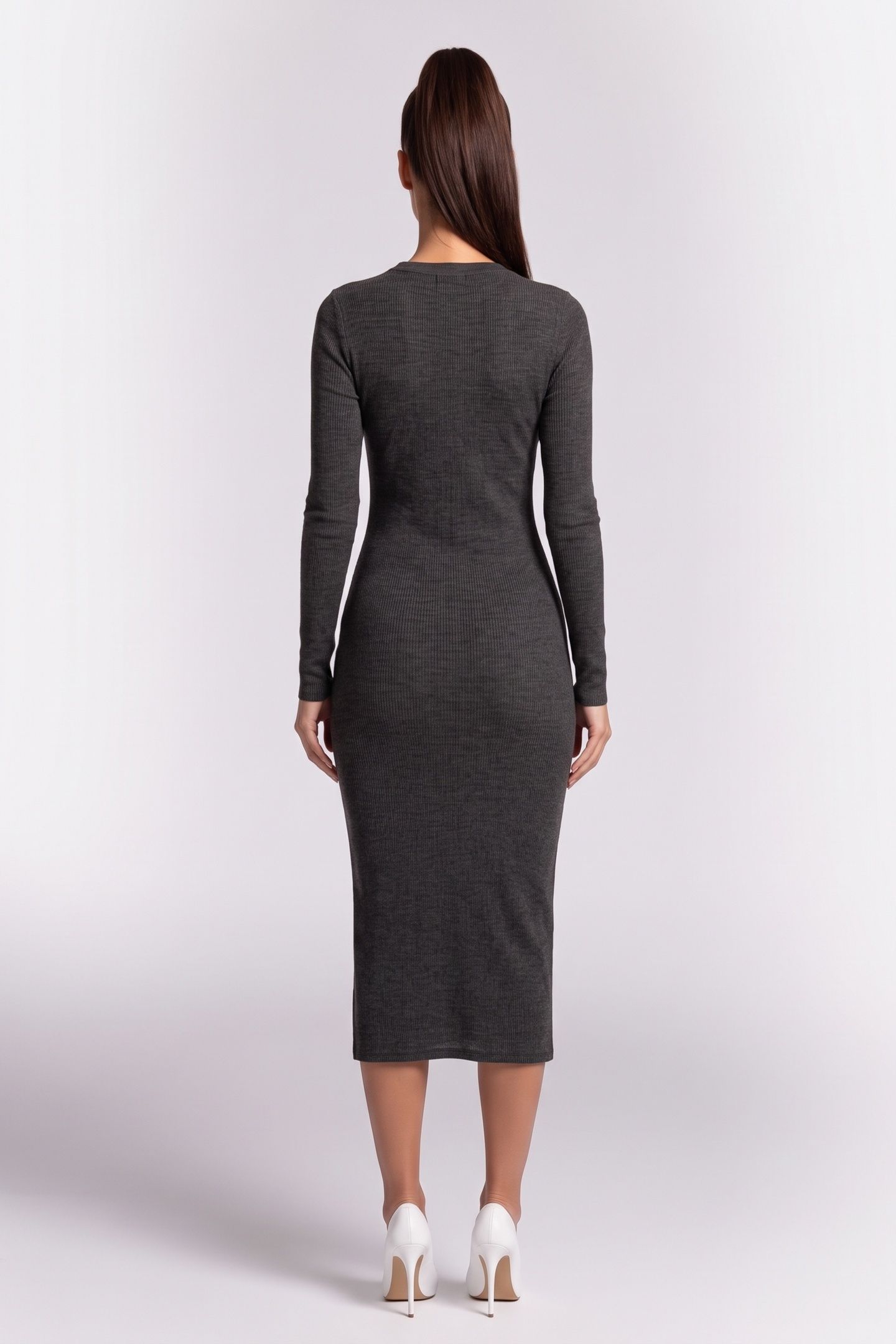ONA HEAVY WOOL RIB DRESS GREY 2