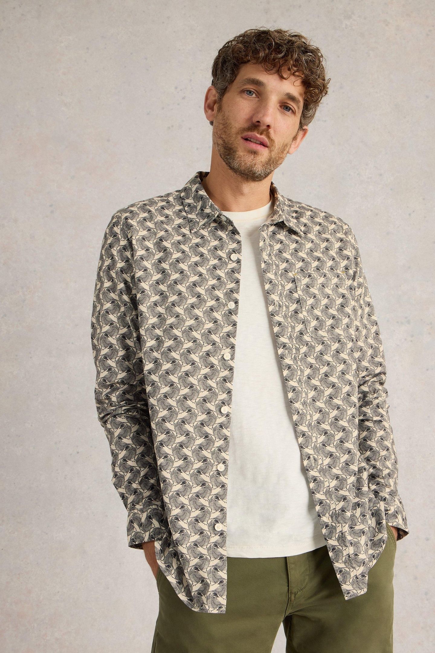 BIRD PRINTED SHIRT WHITE PRINT 7
