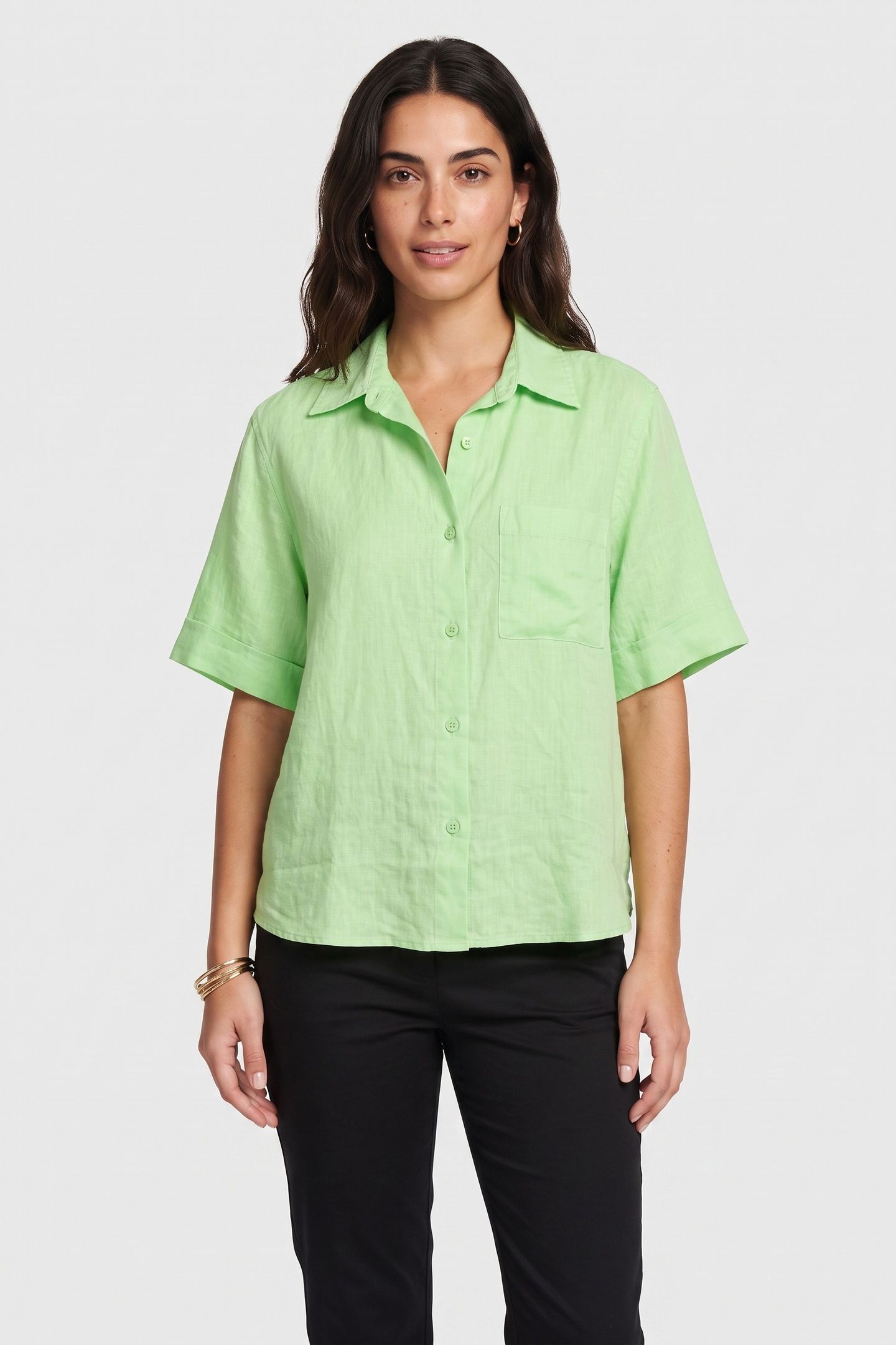 LEONEN RESORT LINEN SHIRT GREEN 1