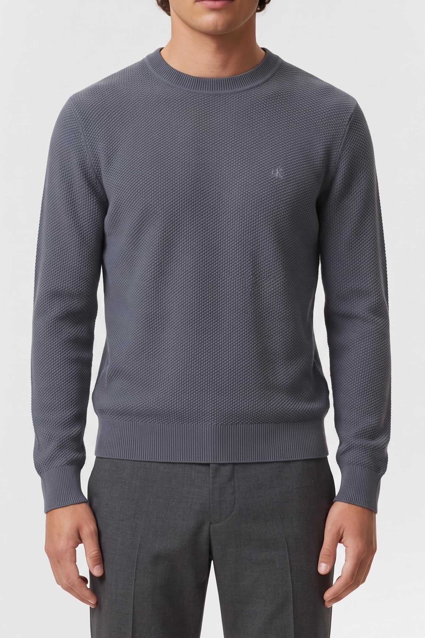 LS TEXTURED COTTON SWEATER ANCHOR NAVY 1