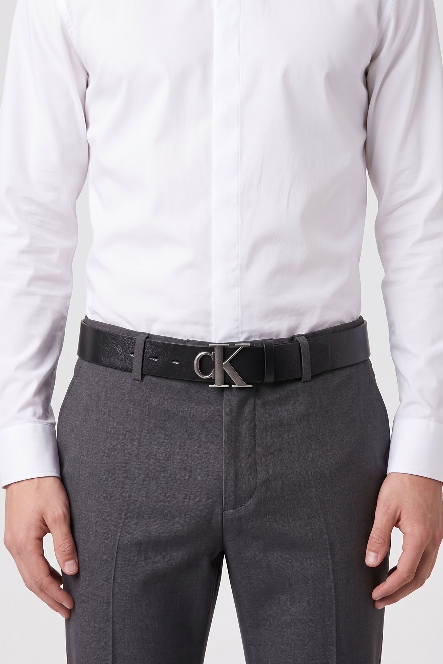 CK BUCKLE 40MM FIXED BELT BLACK/ANTIQUE SILVER 1