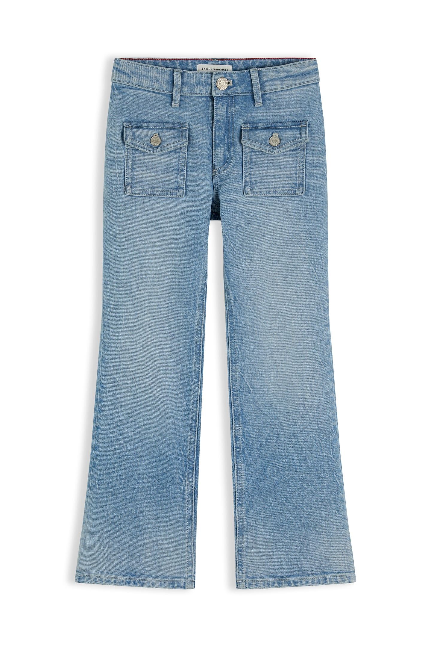 GIRLS FLARE PATCH POCKETS DENIM LIGHT 4