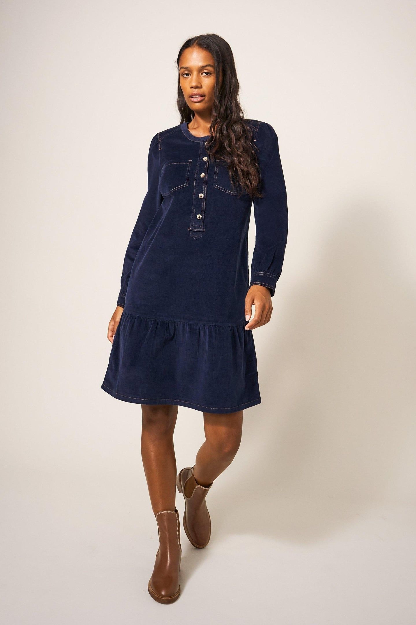 NORMA CORD DRESS DARK NAVY 2