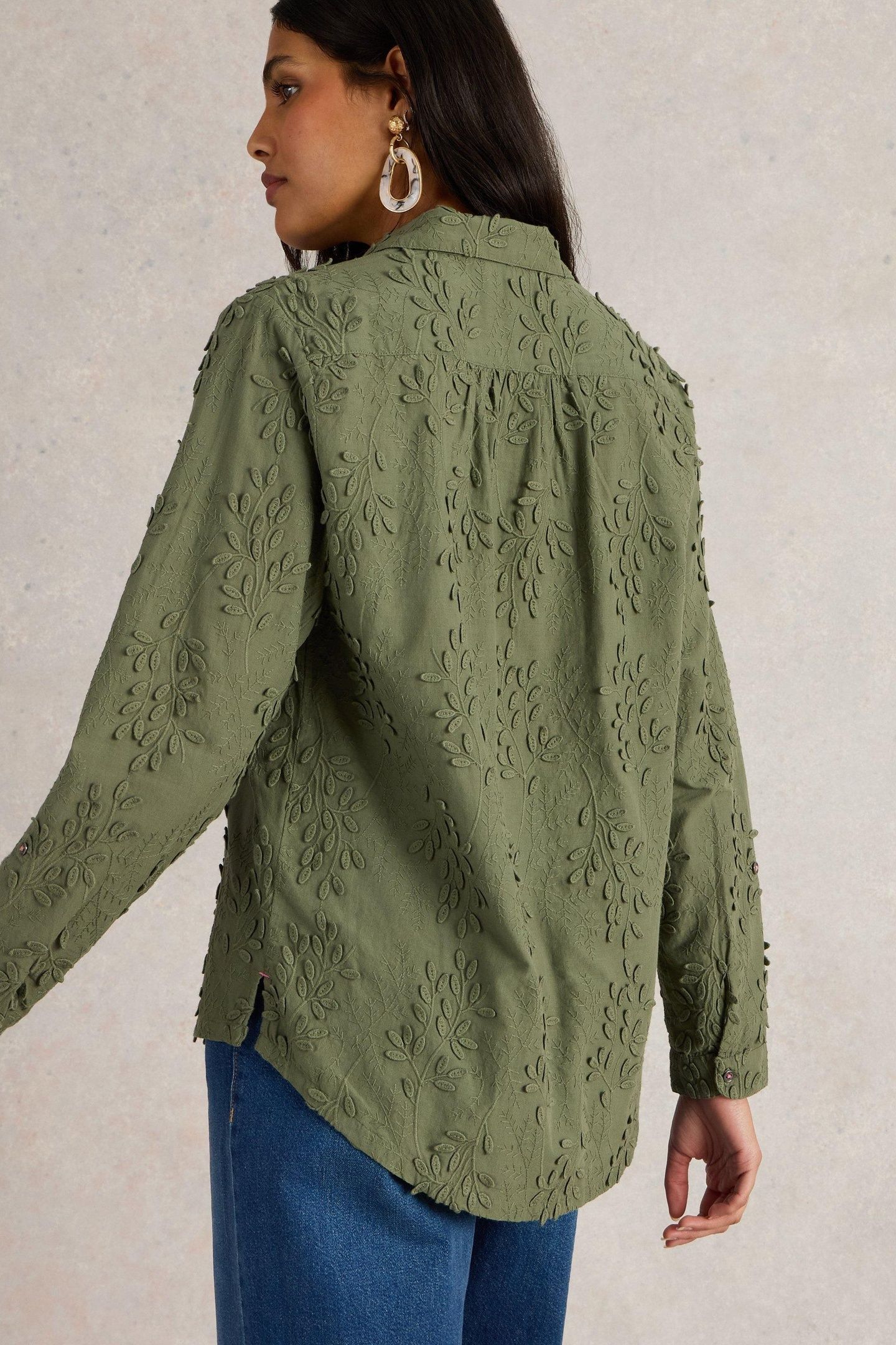 SOPHIE EMBROIDERED SHIRT DUSTY GREEN 3