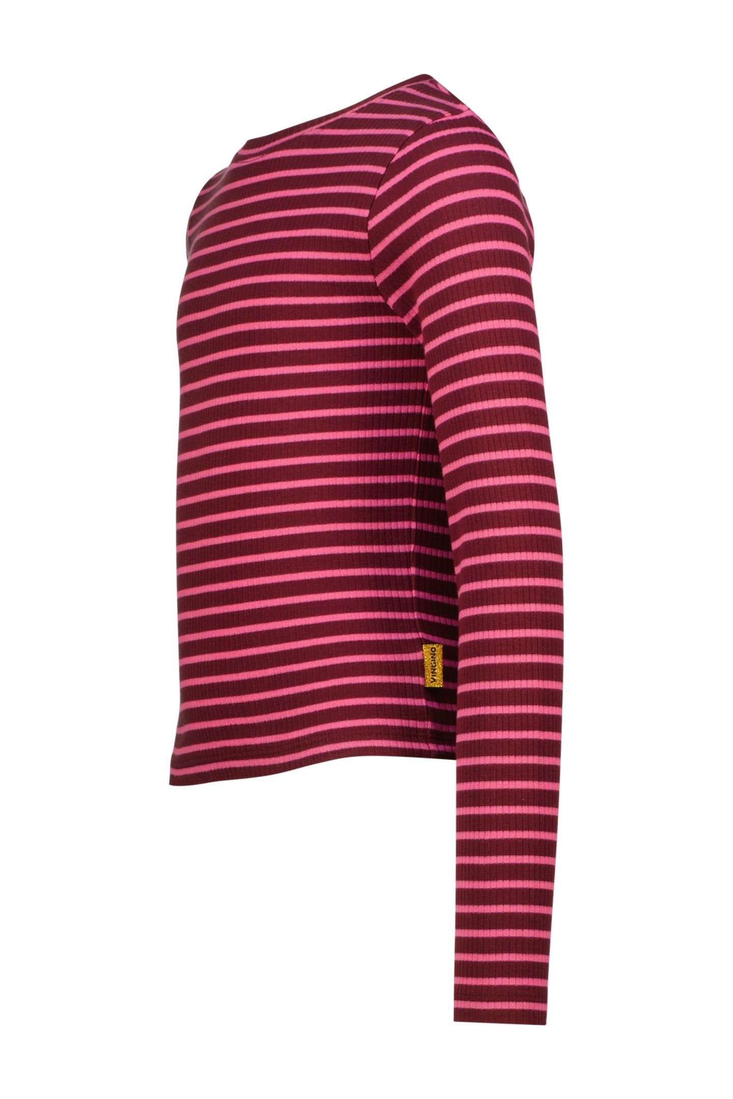 GIRLS BASIC FINE STRIPE TOP T-SHIRT SANGRIA SUNSET 2