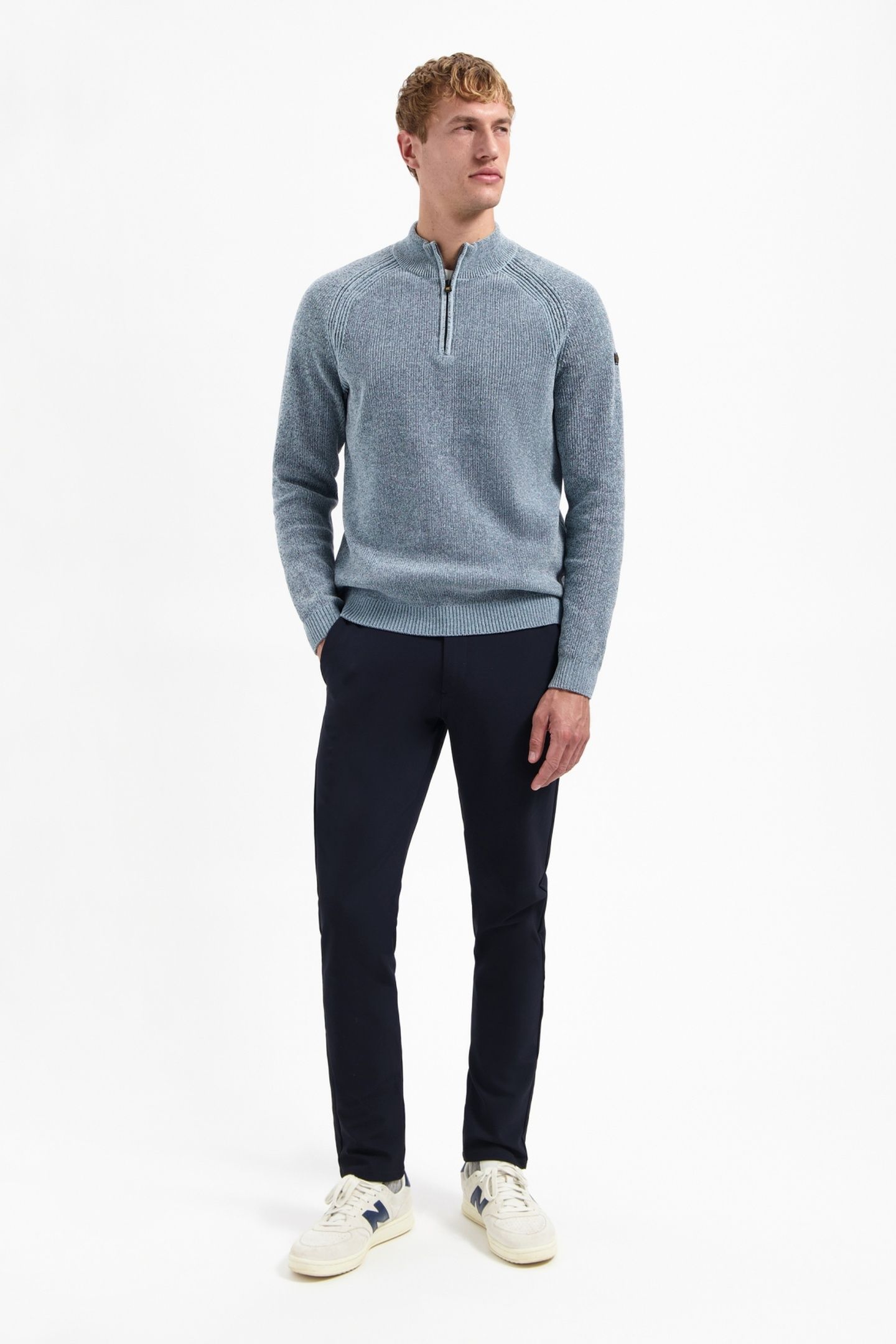 PULLOVER HALF ZIP 2 COLORED CHENILLE DUSTY BLUE 2
