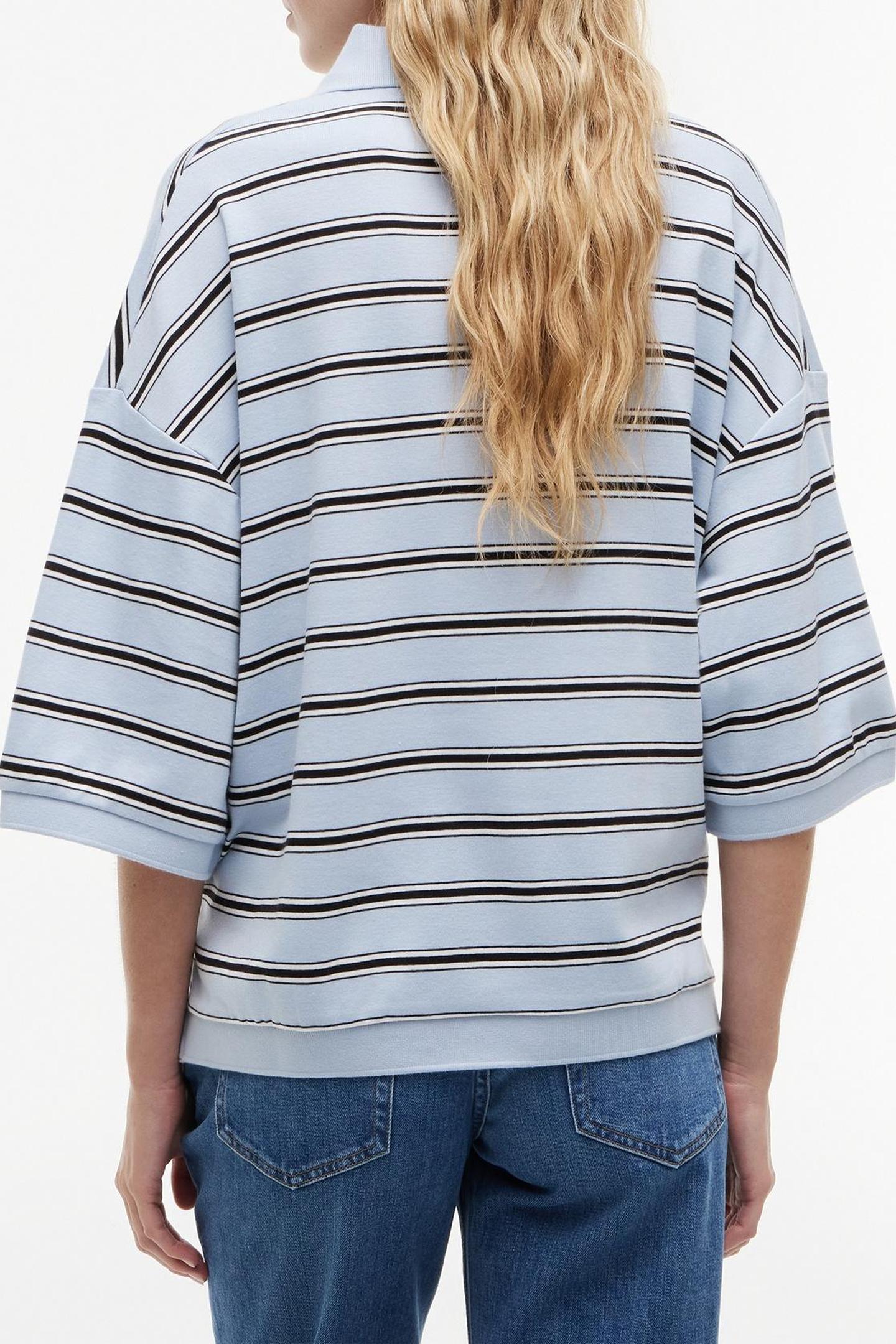 OVERSIZED FIT STRIPE POLO SHIRT MULTI BREEZY BLUE/ECRU/BLACK 2