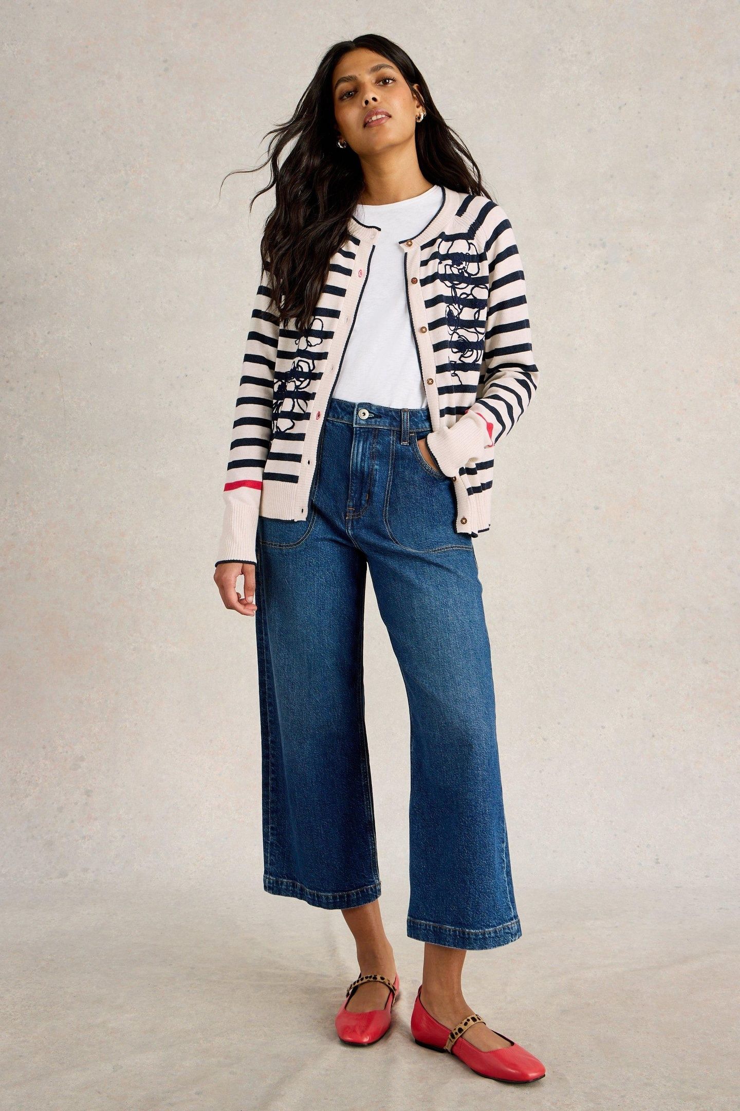 LULU EMBROIDERED CARDI WHITE MULTI 1