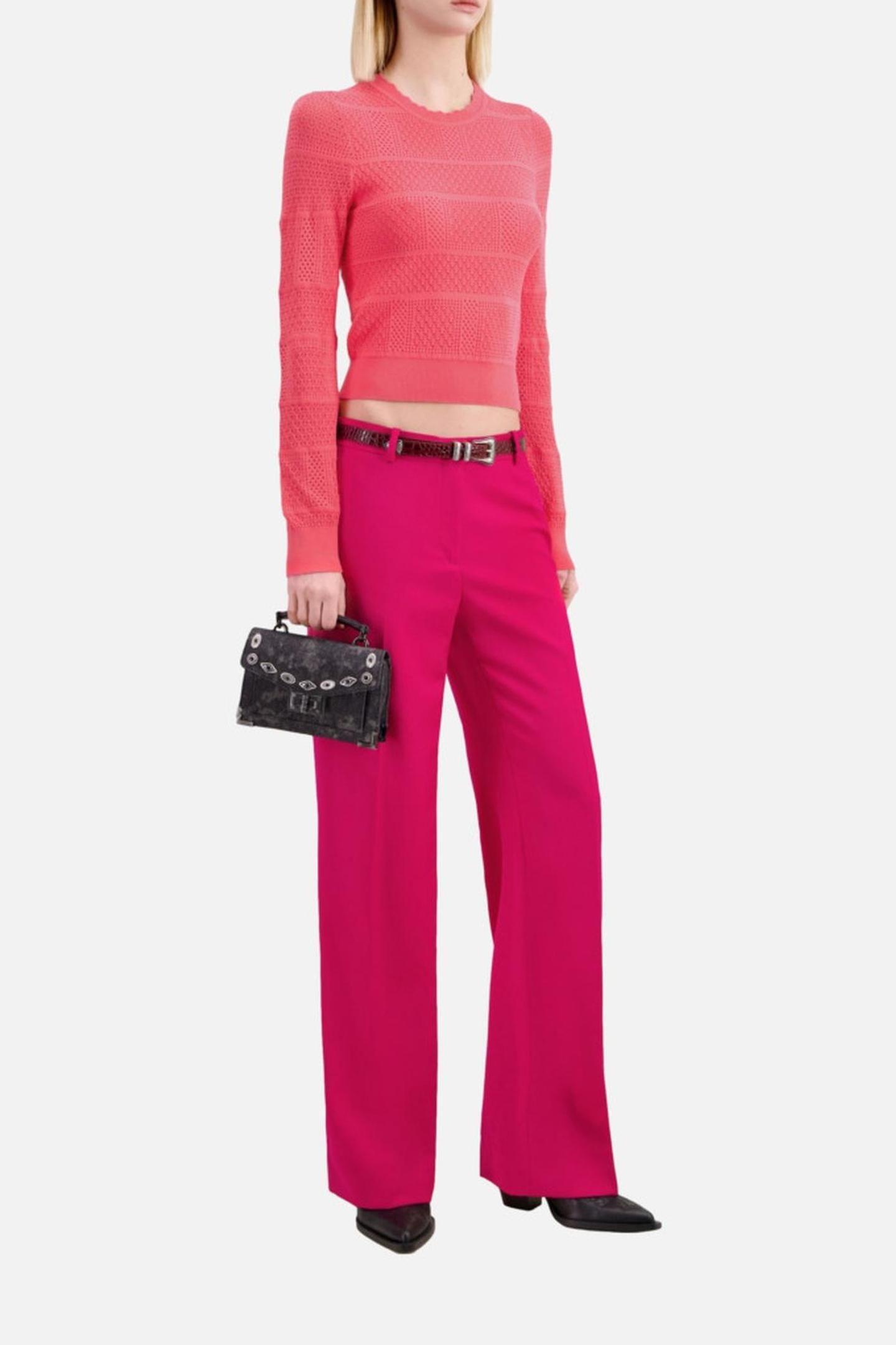LONG-SLEEVED SWEATER WITH PATCHWORK POINTS RETRO PINK 2