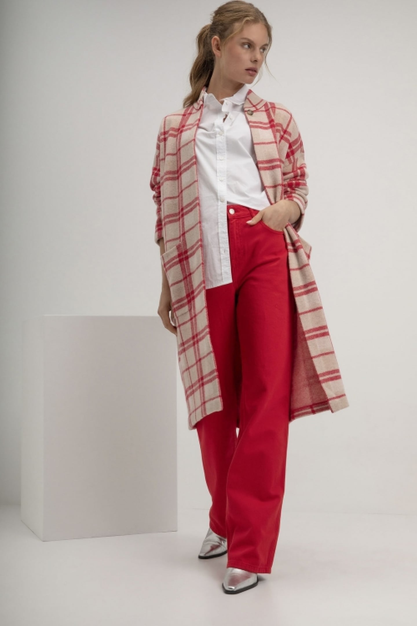 SJOERD CARDIGAN RED CHECK 2