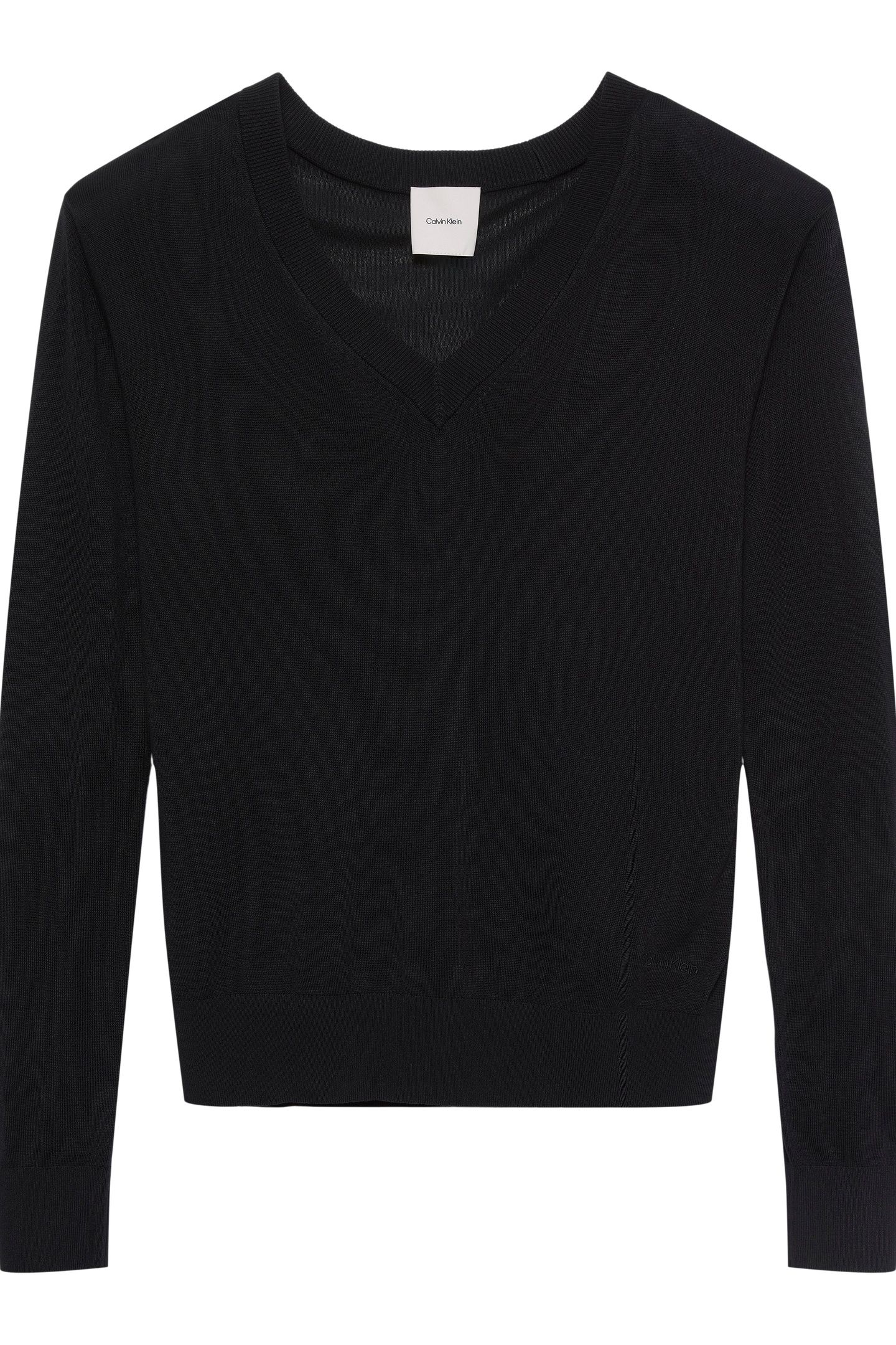 FINE GAUGE VISCOSE V-NECK TOP BLACK 3