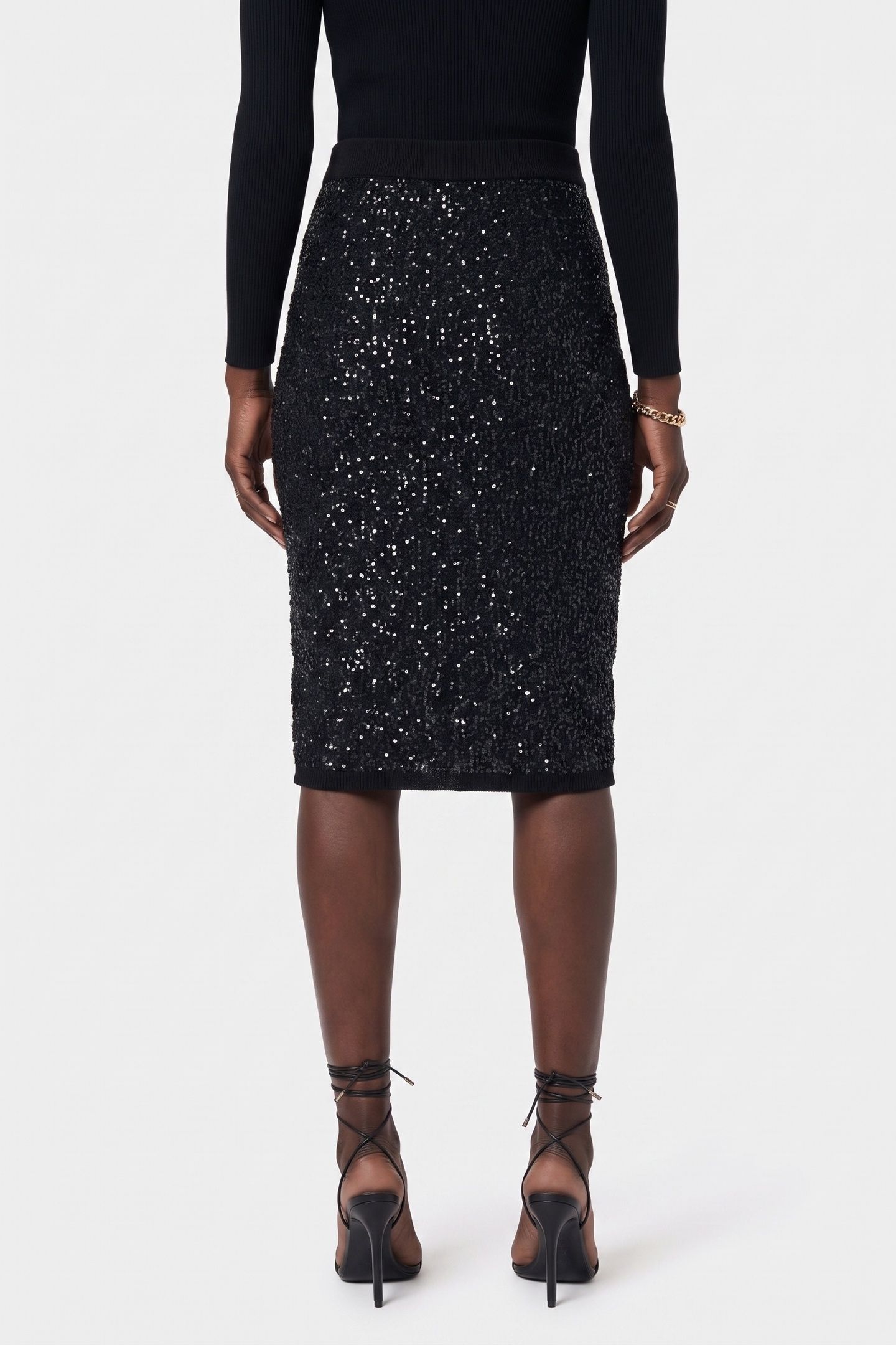 LONG SEQUIN SKIRT BLACK 2