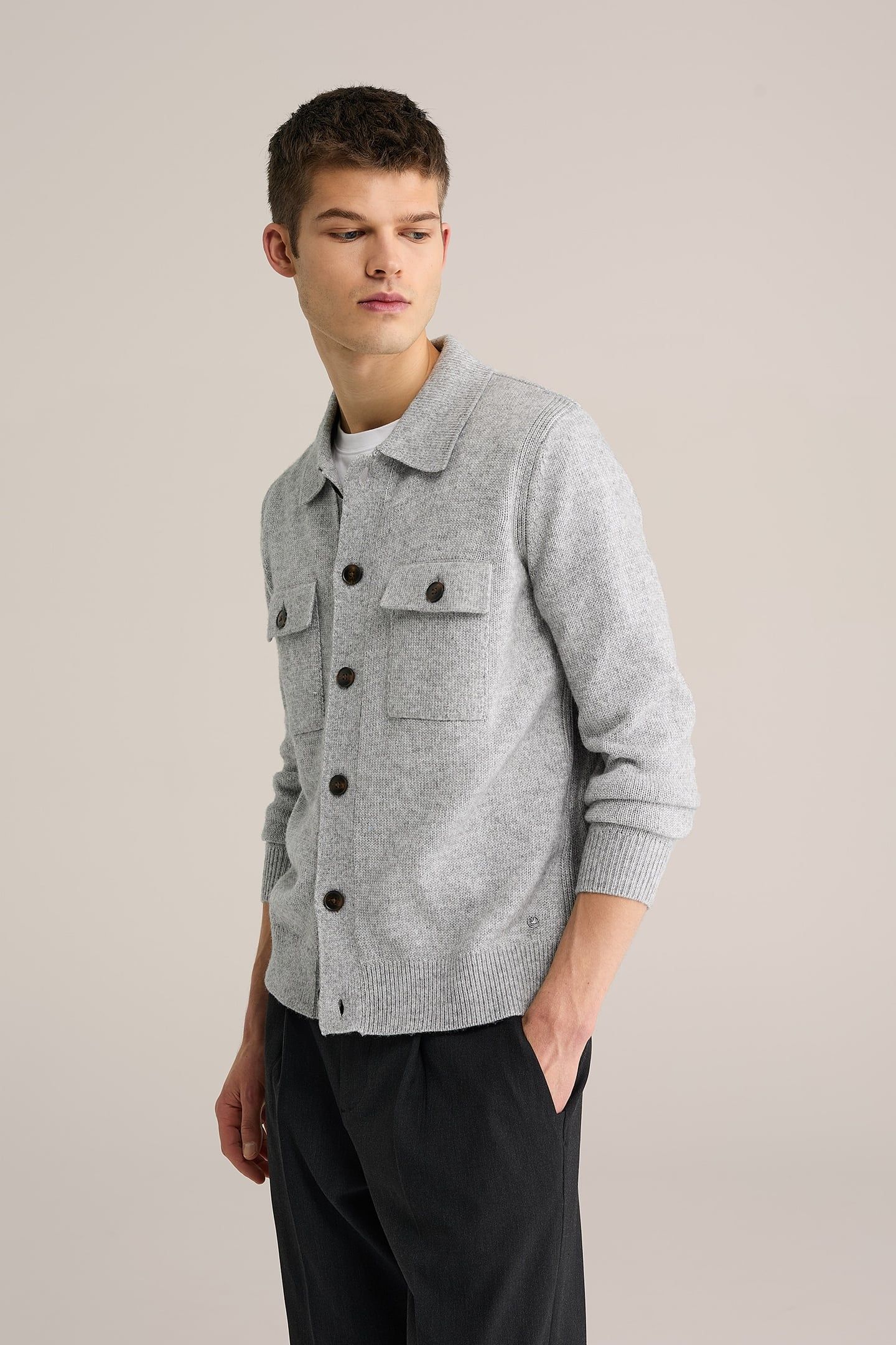 CARDIGAN BLENDED LIGHT GREY 1