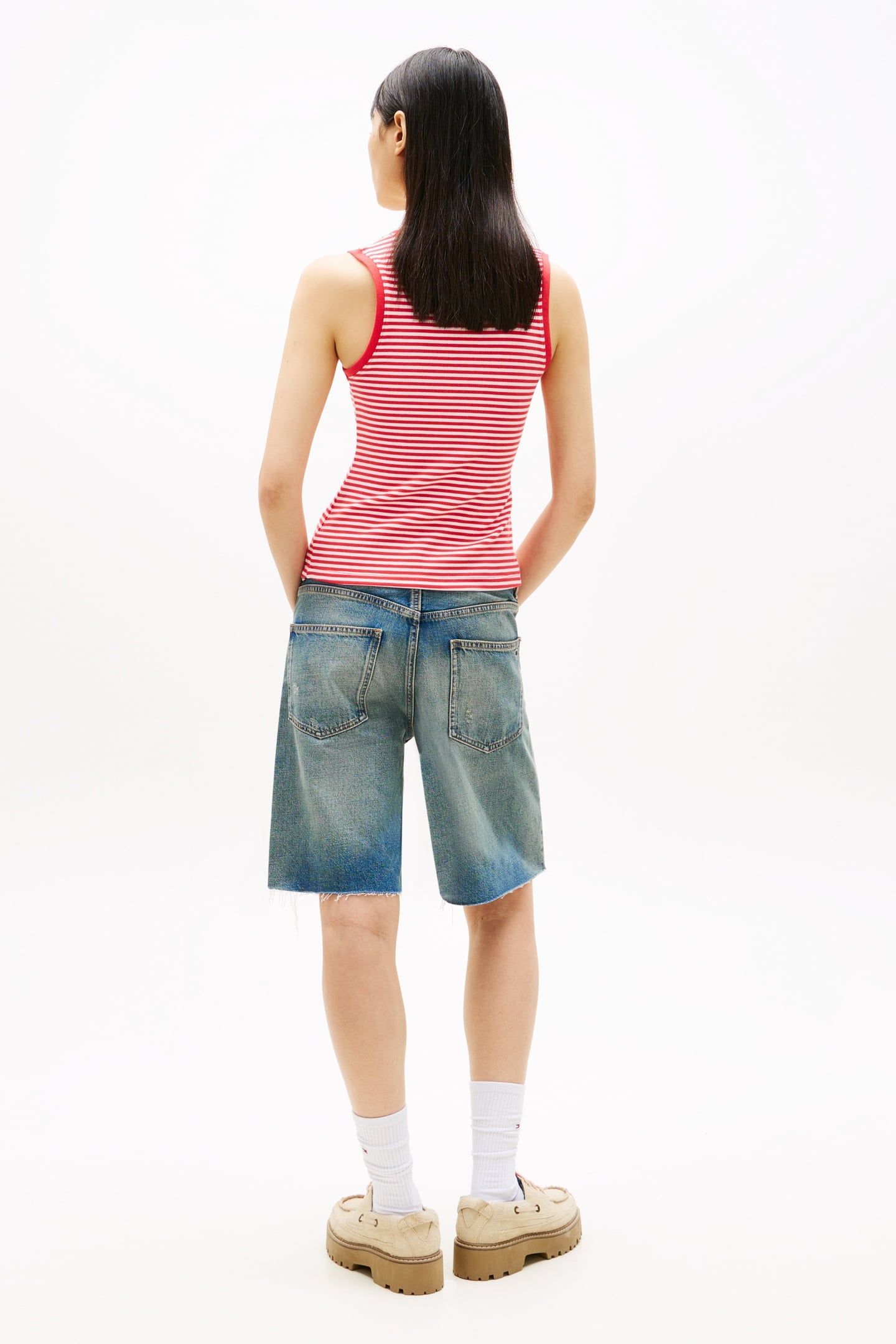 ESSENTIAL RIB TANK RED ALERT/STRIPE 3