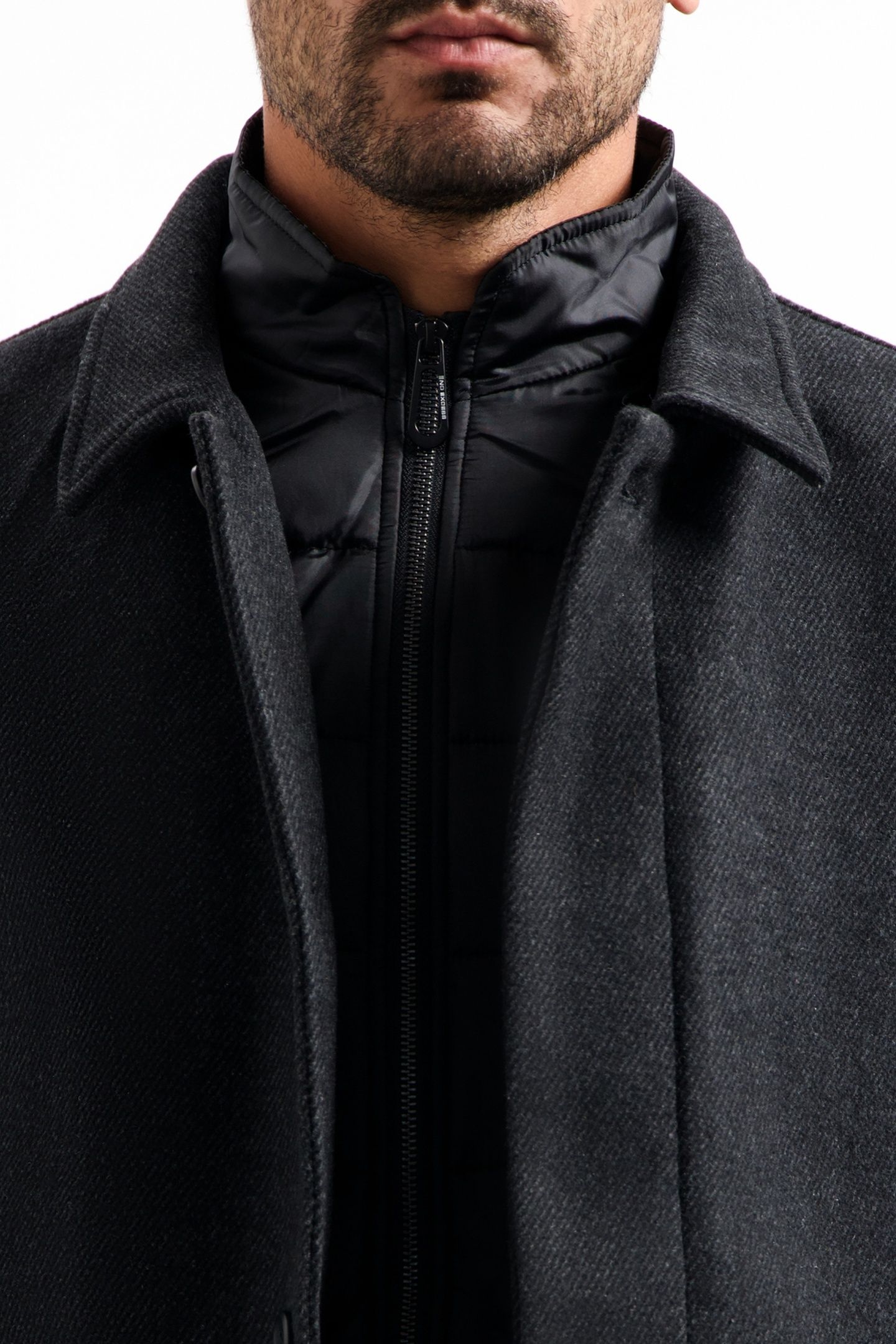 JACKET MID LONG FIT DETACHABLE FRONT WITH WOOL ANTRA MELANGE 6