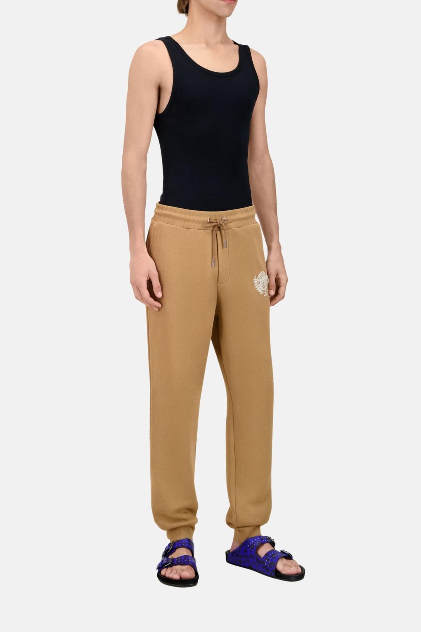 JOGGING SHORTS WITH PRINTED TK LOGO LIGHT BROWN 1