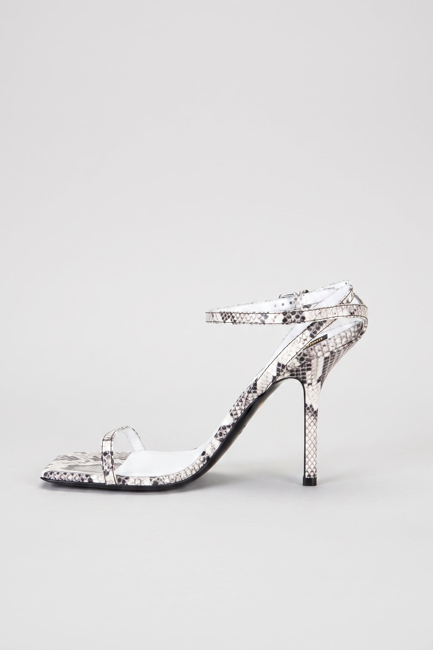TINA PYTHON-PRINT CALFSKIN SANDALS GREY 2